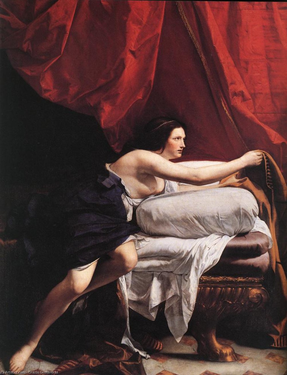 Wikioo.org - The Encyclopedia of Fine Arts - Painting, Artwork by Orazio Gentileschi - Joseph and Potiphar's Wife (detail)