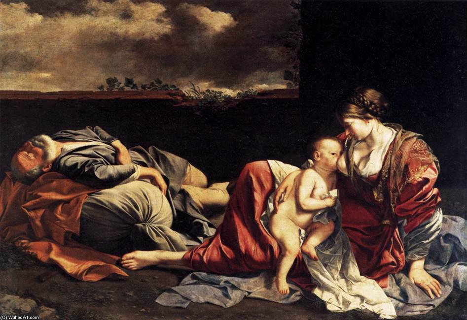 Wikioo.org - The Encyclopedia of Fine Arts - Painting, Artwork by Orazio Gentileschi - Rest on the Flight into Egypt