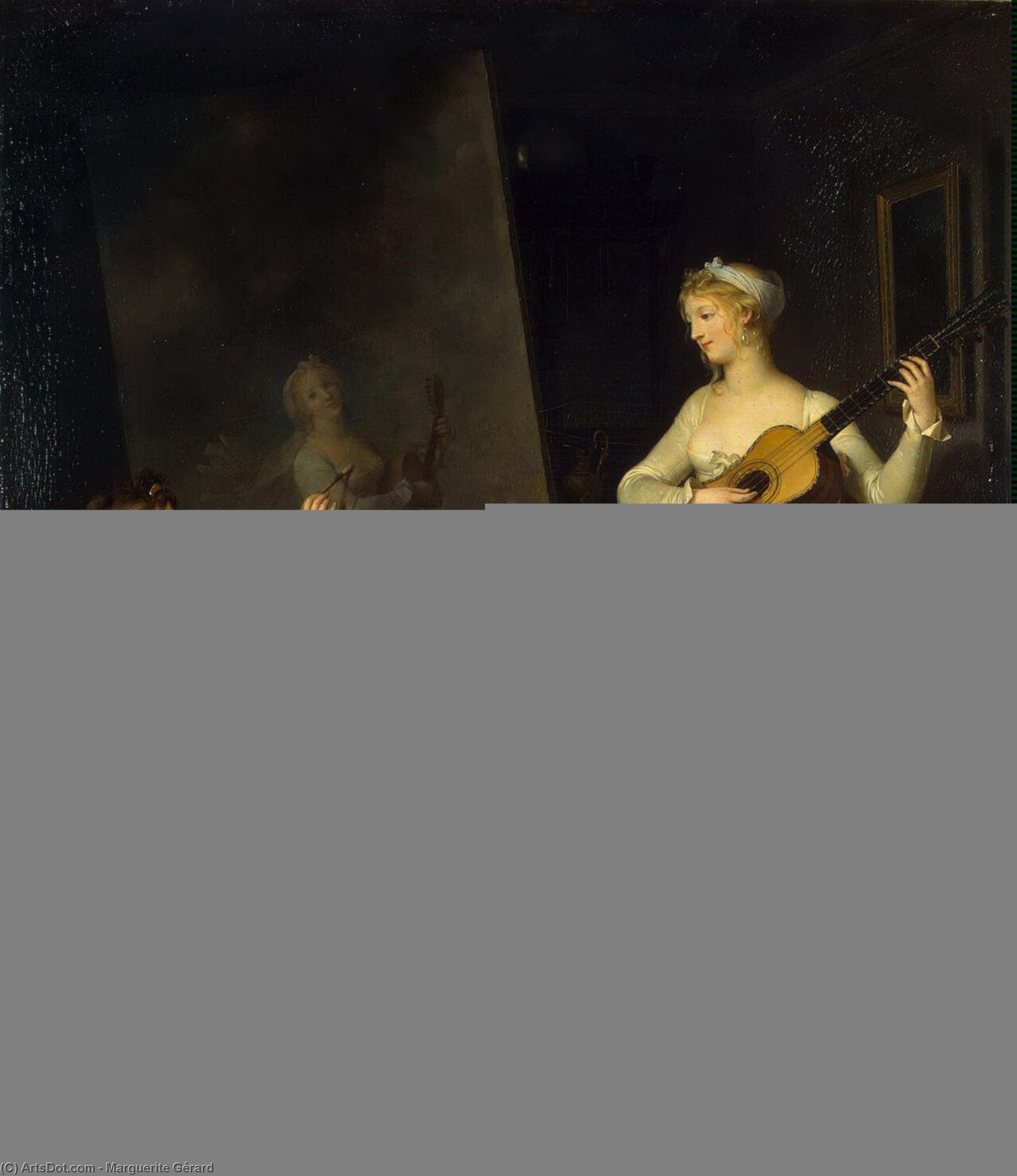 Wikioo.org – L'Encyclopédie des Beaux Arts - Peinture, Oeuvre de Marguerite Gérard - peinture à l'artiste une  Portrait  de  une  musicien