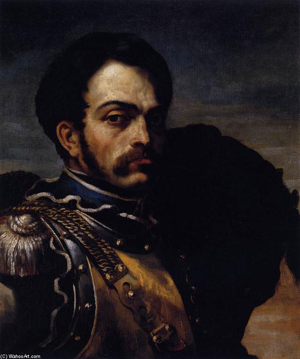 Wikioo.org – L'Enciclopedia delle Belle Arti - Pittura, Opere di Jean-Louis André Théodore Géricault - Un Carabinier con la sua Cavallo