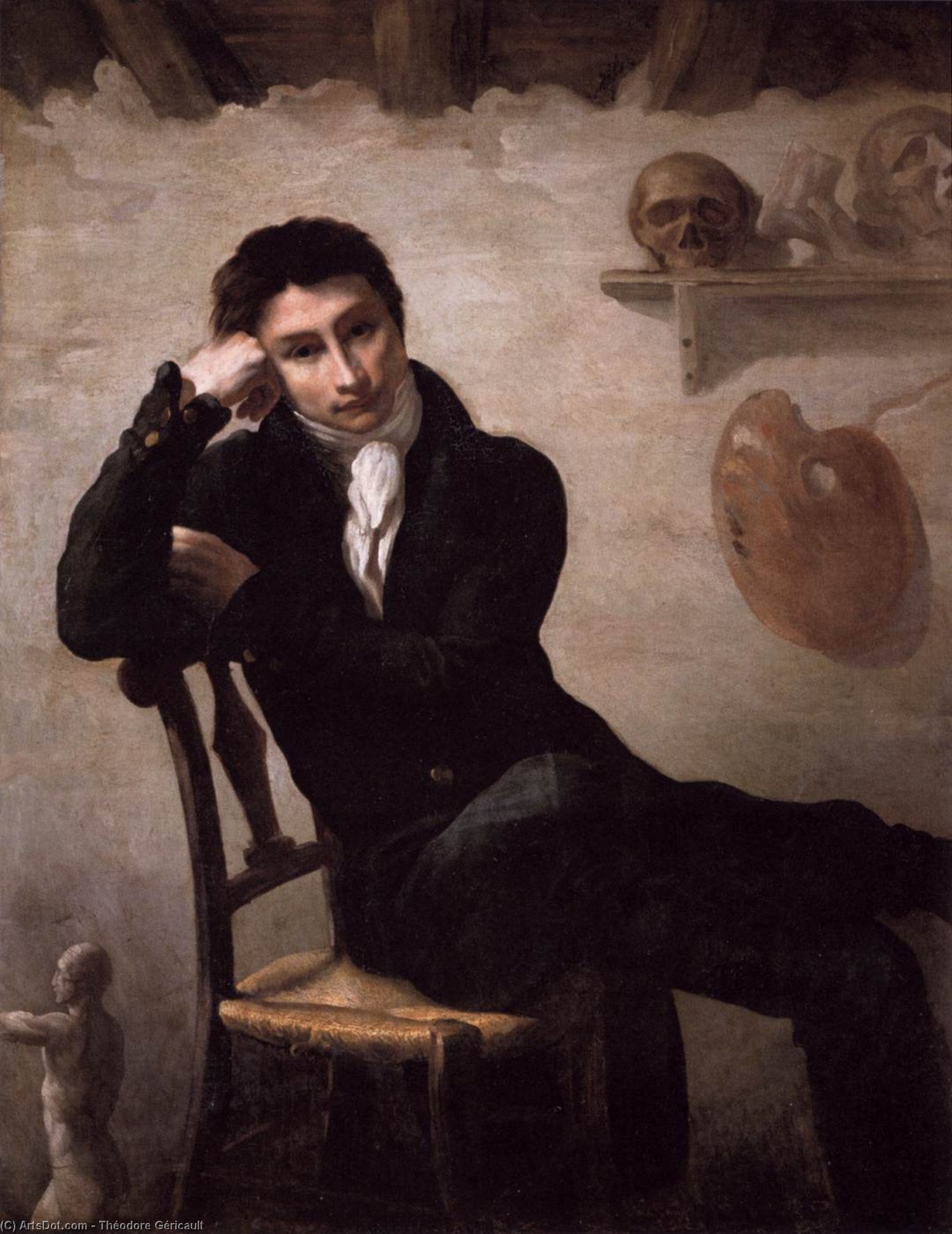 WikiOO.org – 美術百科全書 - 繪畫，作品 Jean-Louis André Théodore Géricault -  肖像  一个  艺术家 在   他  工作室