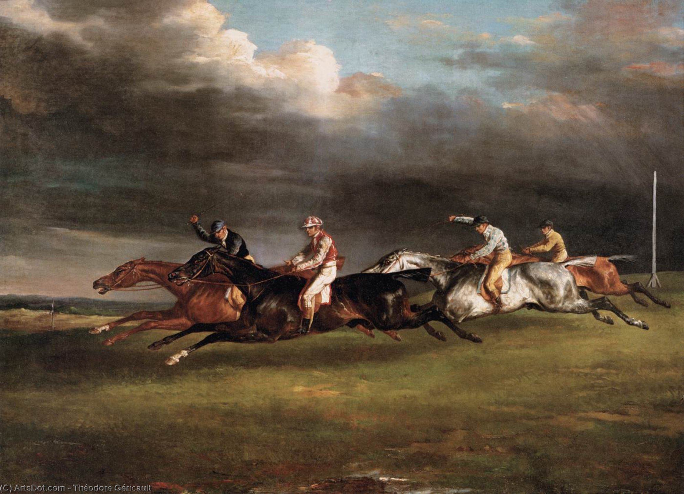 WikiOO.org - אנציקלופדיה לאמנויות יפות - ציור, יצירות אמנות Jean-Louis André Théodore Géricault - The Epsom Derby