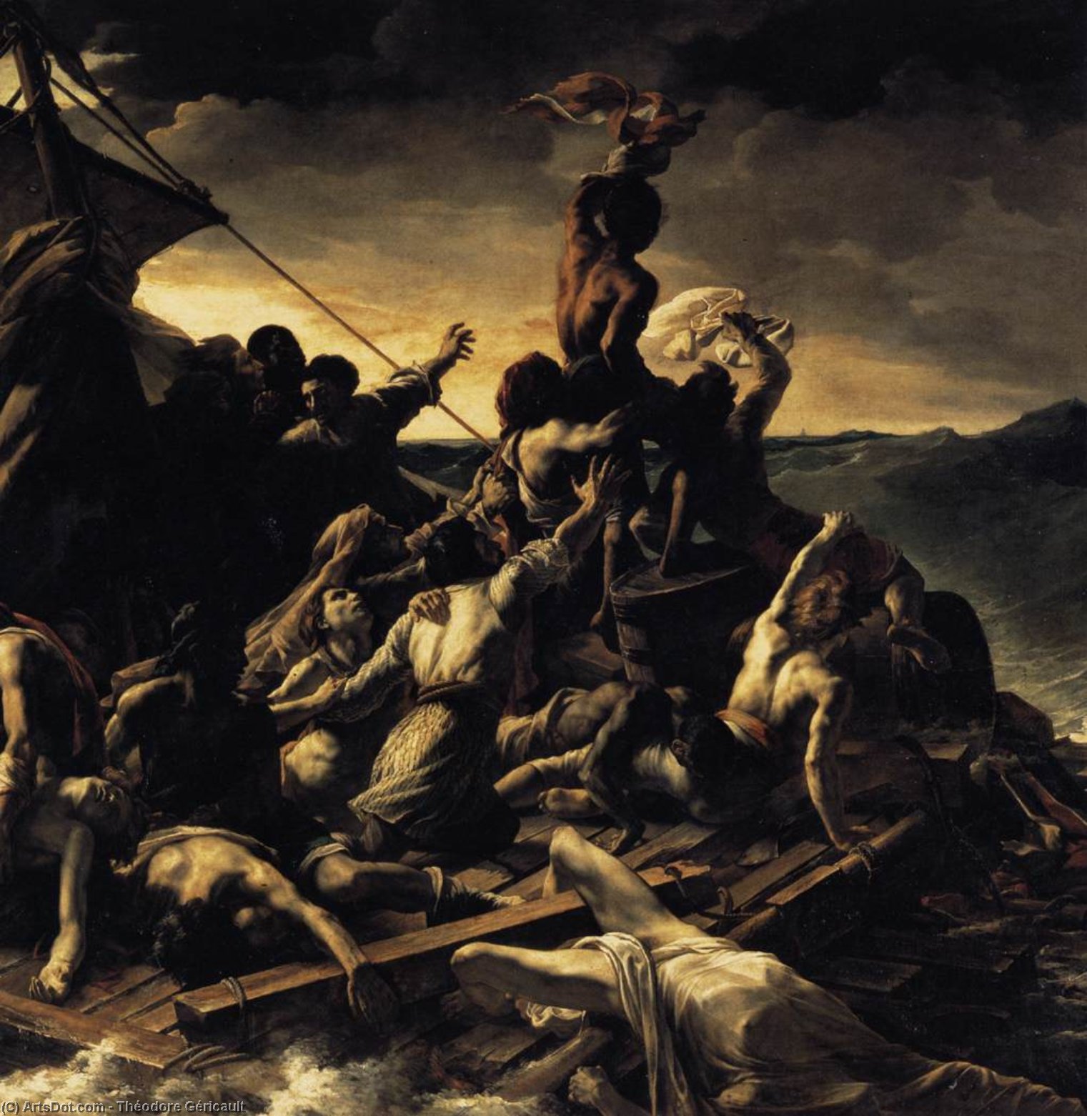 Wikioo.org - สารานุกรมวิจิตรศิลป์ - จิตรกรรม Jean-Louis André Théodore Géricault - The Raft of the Medusa (detail)