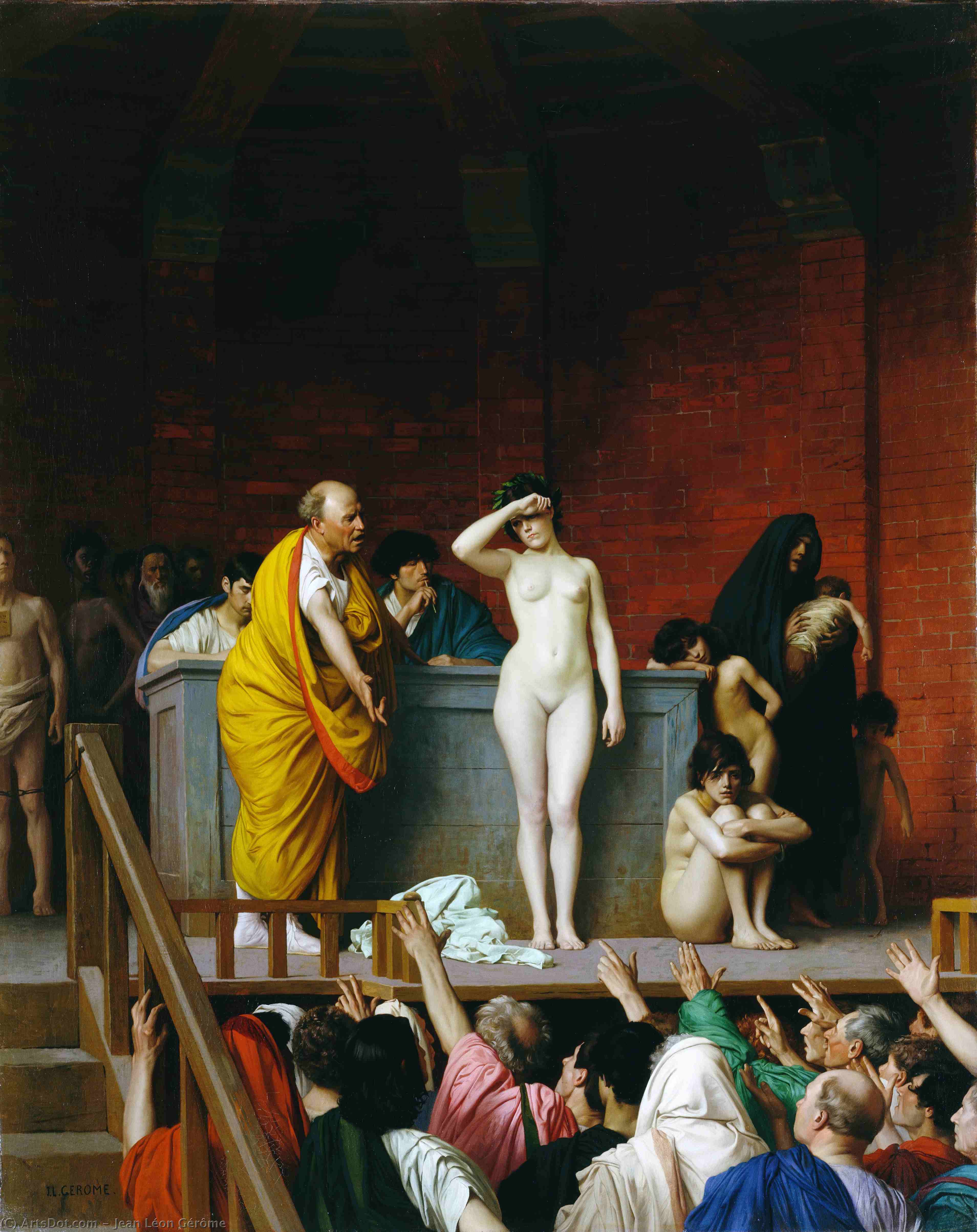 Wikioo.org - The Encyclopedia of Fine Arts - Painting, Artwork by Jean Léon Gérôme - Slave Market in Rome