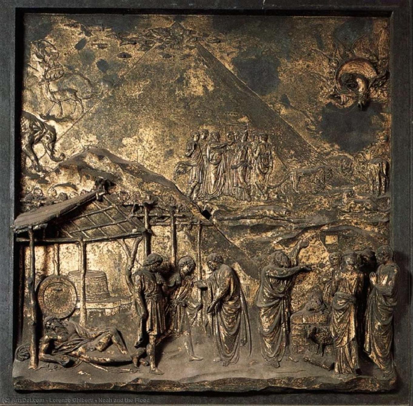 WikiOO.org – 美術百科全書 - 繪畫，作品 Lorenzo Ghiberti - 诺阿 和  的   洪水