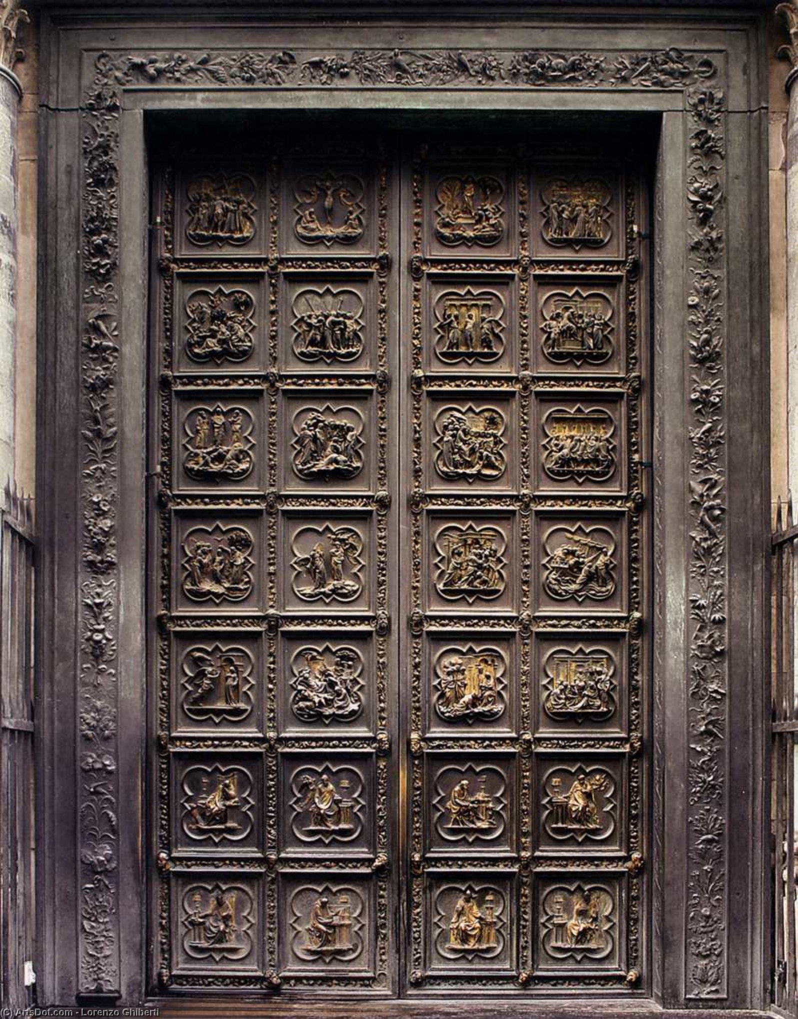 Wikoo.org - موسوعة الفنون الجميلة - اللوحة، العمل الفني Lorenzo Ghiberti - North Doors (Life of Christ)