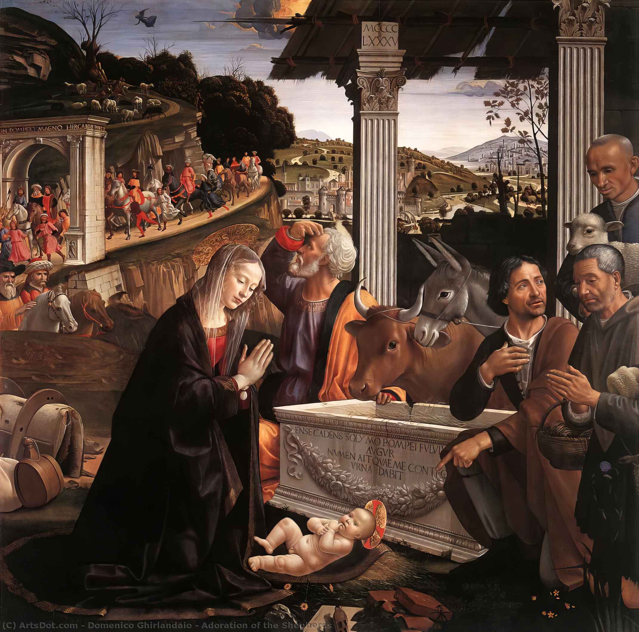 WikiOO.org - Encyclopedia of Fine Arts - Maleri, Artwork Domenico Ghirlandaio - Adoration of the Shepherds