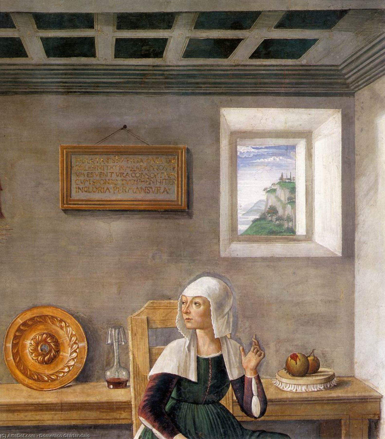 Wikioo.org - Bách khoa toàn thư về mỹ thuật - Vẽ tranh, Tác phẩm nghệ thuật Domenico Ghirlandaio - Announcement of Death to St Fina (detail)