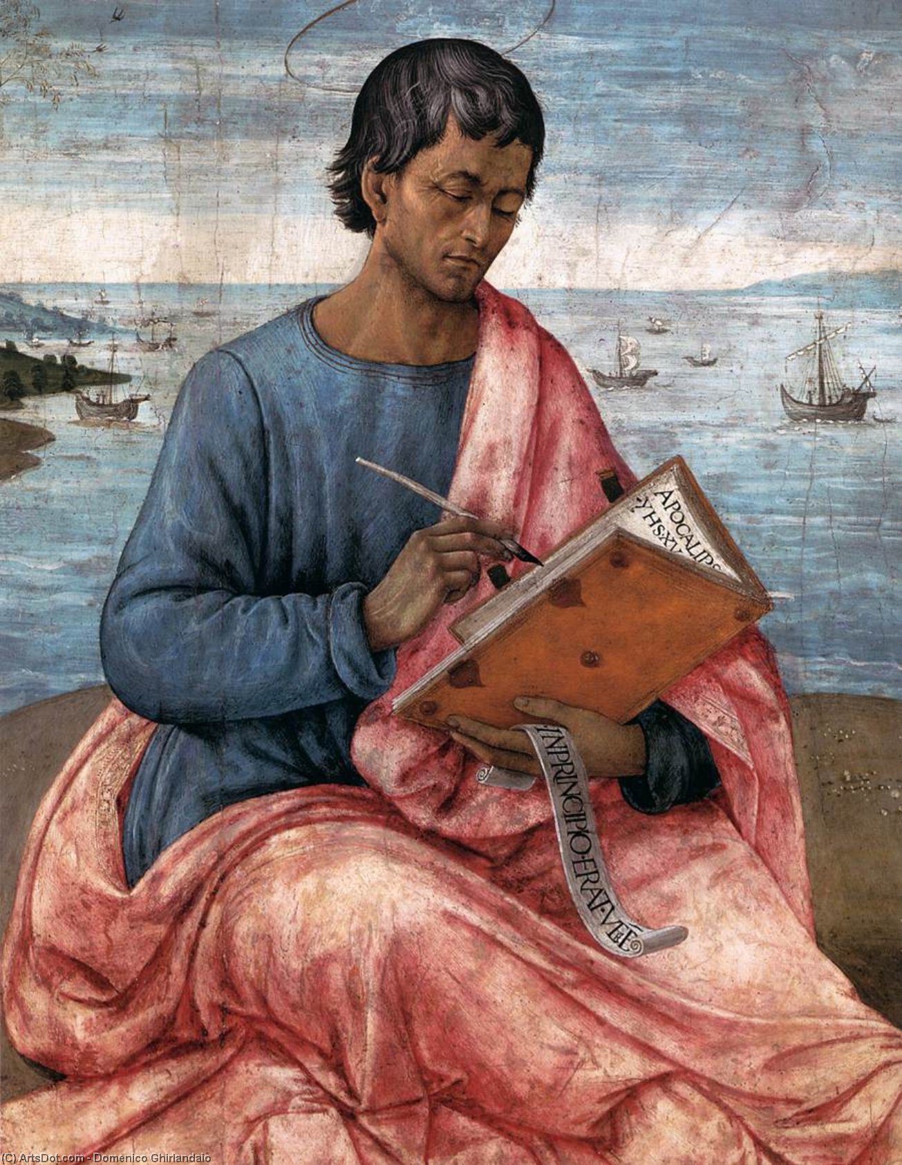 WikiOO.org - אנציקלופדיה לאמנויות יפות - ציור, יצירות אמנות Domenico Ghirlandaio - St John the Evangelist on the Island of Patmos (detail)