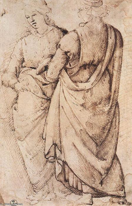 WikiOO.org - Энциклопедия изобразительного искусства - Живопись, Картины  Domenico Ghirlandaio - ИЗУЧЕНИЕ два среди женщин