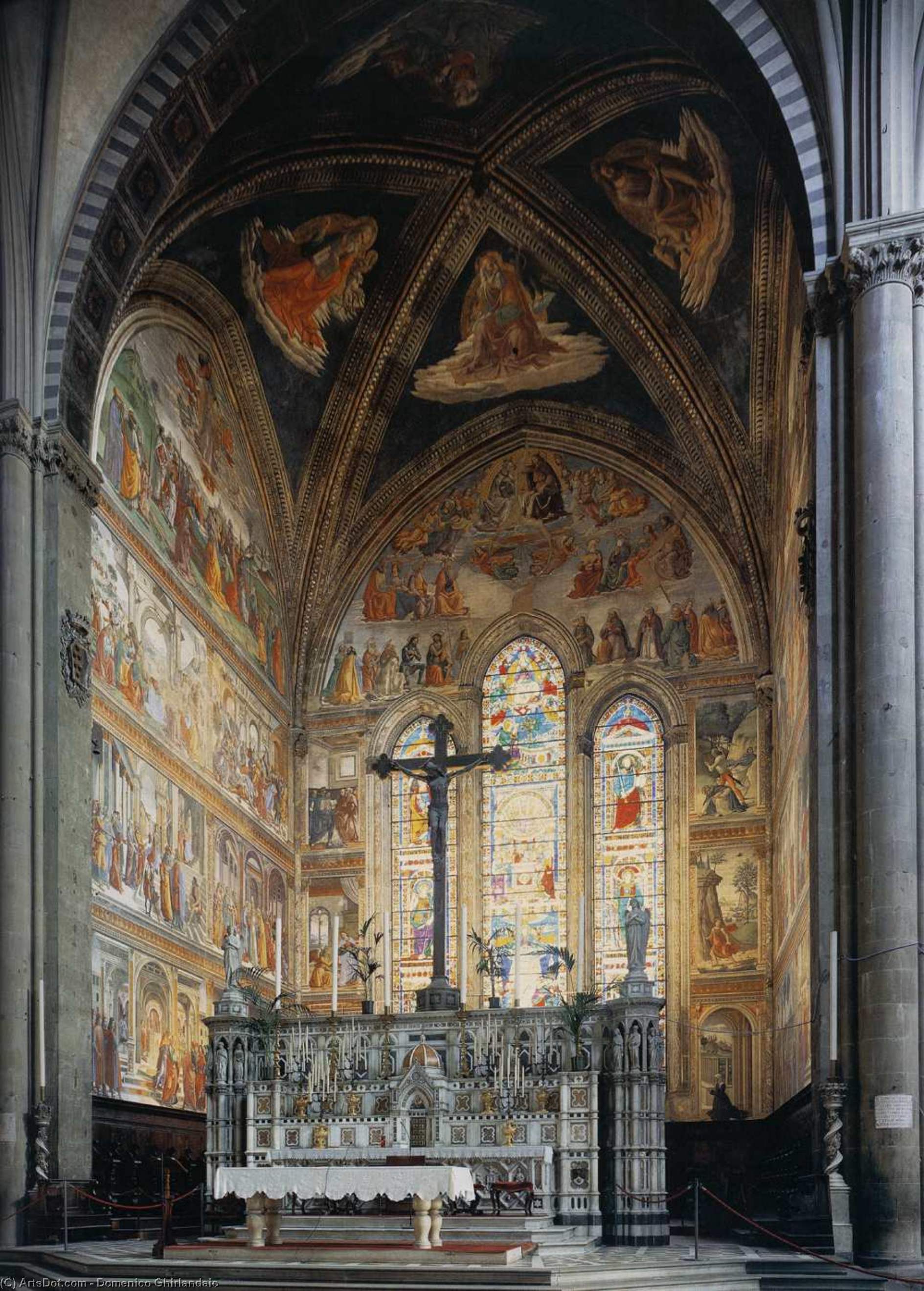 Wikoo.org - موسوعة الفنون الجميلة - اللوحة، العمل الفني Domenico Ghirlandaio - View of the Tornabuoni Chapel