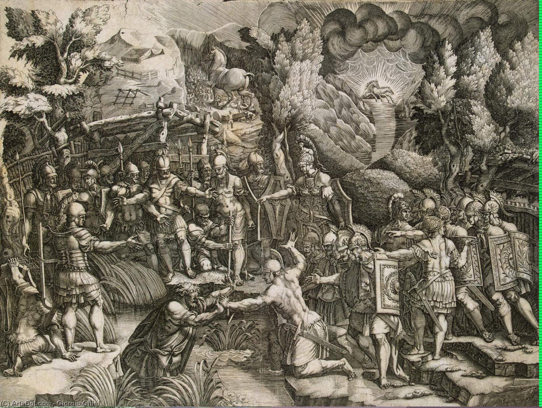 WikiOO.org - אנציקלופדיה לאמנויות יפות - ציור, יצירות אמנות Giorgio Ghisi - Simon Deceiving the Trojans
