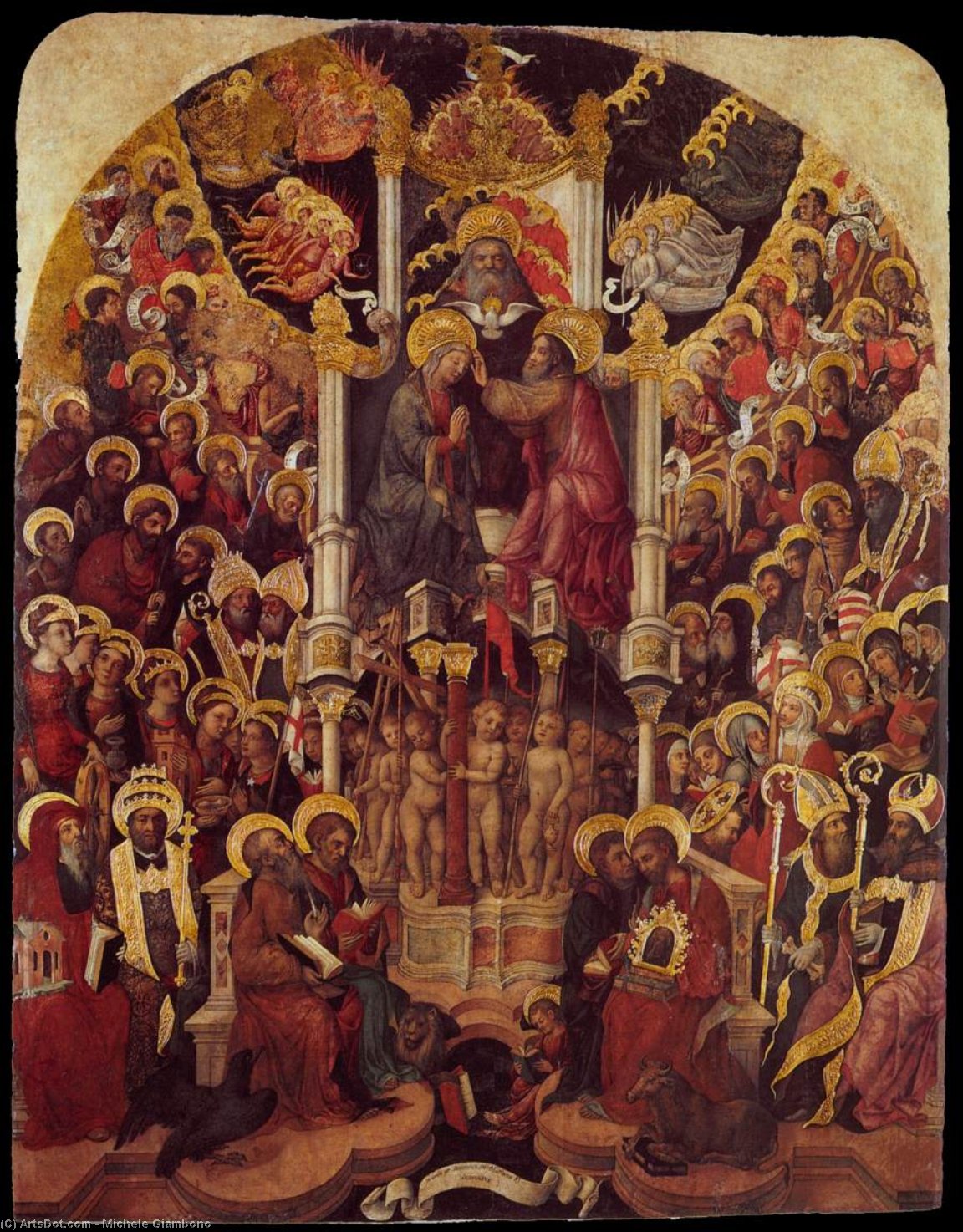 WikiOO.org - Enciclopédia das Belas Artes - Pintura, Arte por Michele Giambono - Coronation of the Virgin