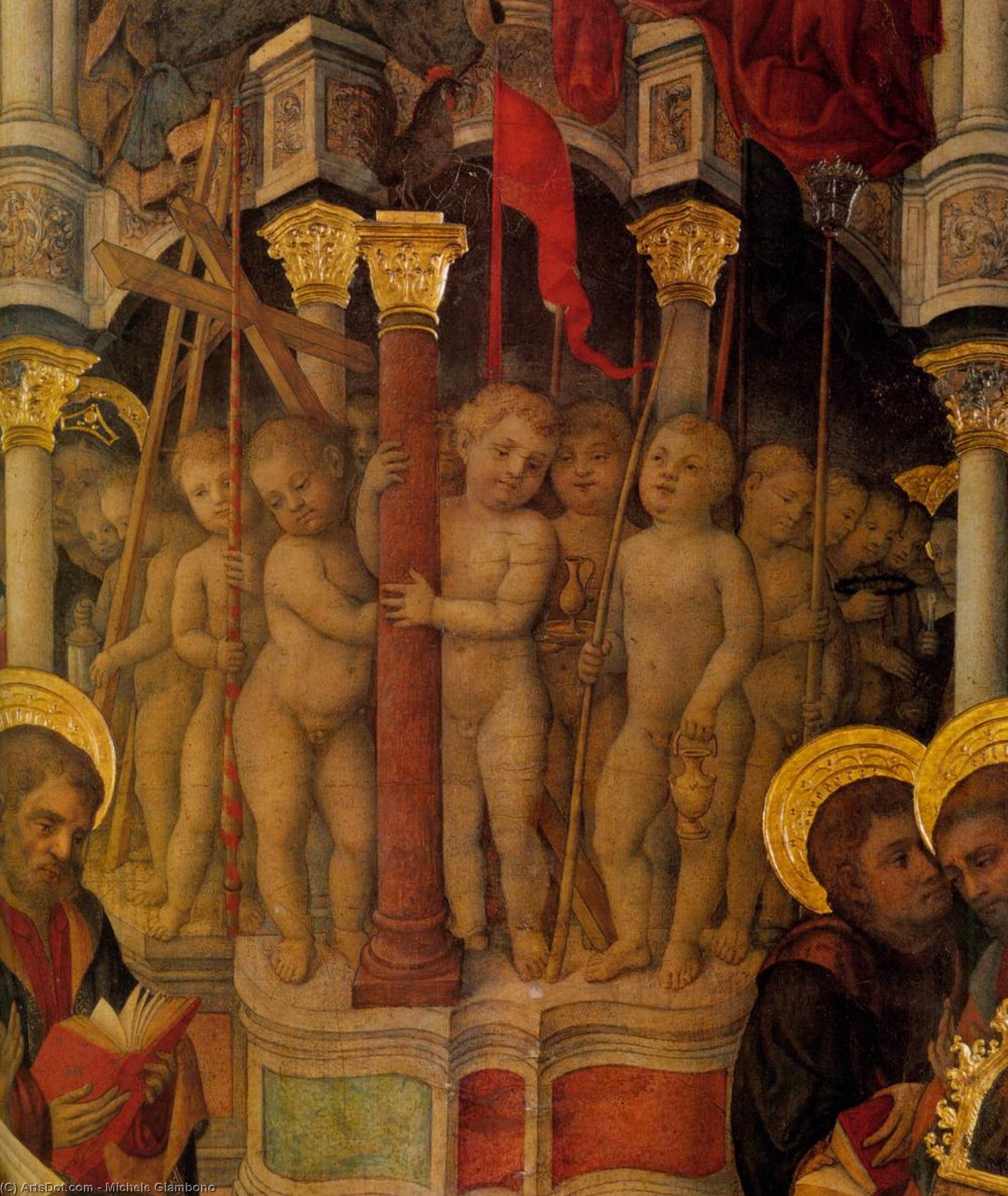 WikiOO.org - Enciklopedija dailės - Tapyba, meno kuriniai Michele Giambono - Coronation of the Virgin (detail)