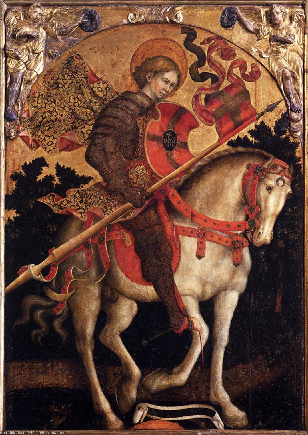 WikiOO.org - Encyclopedia of Fine Arts - Maalaus, taideteos Michele Giambono - St Chrysogonus on Horseback