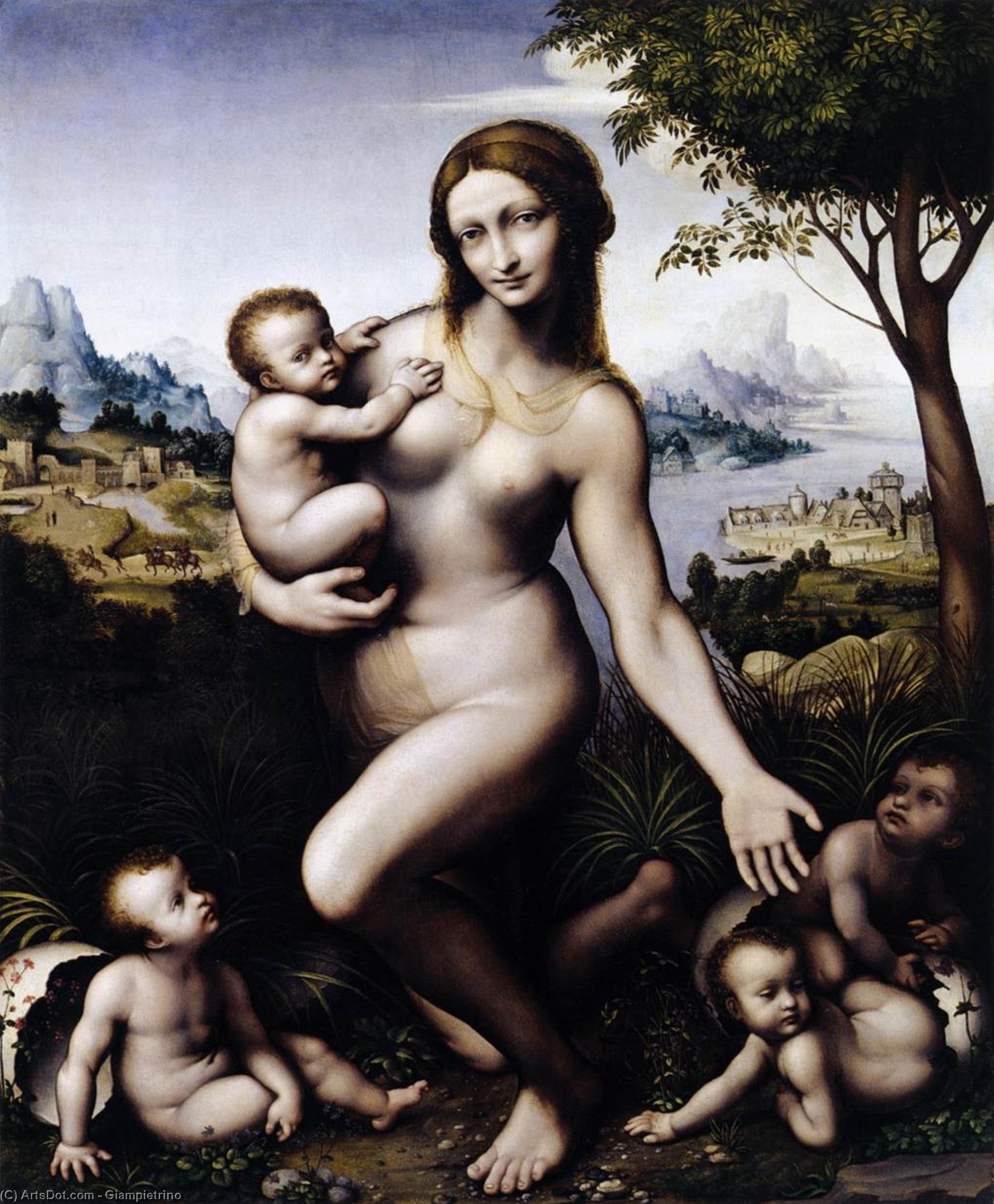 Wikioo.org - The Encyclopedia of Fine Arts - Painting, Artwork by Giampietrino - Leda and her Children