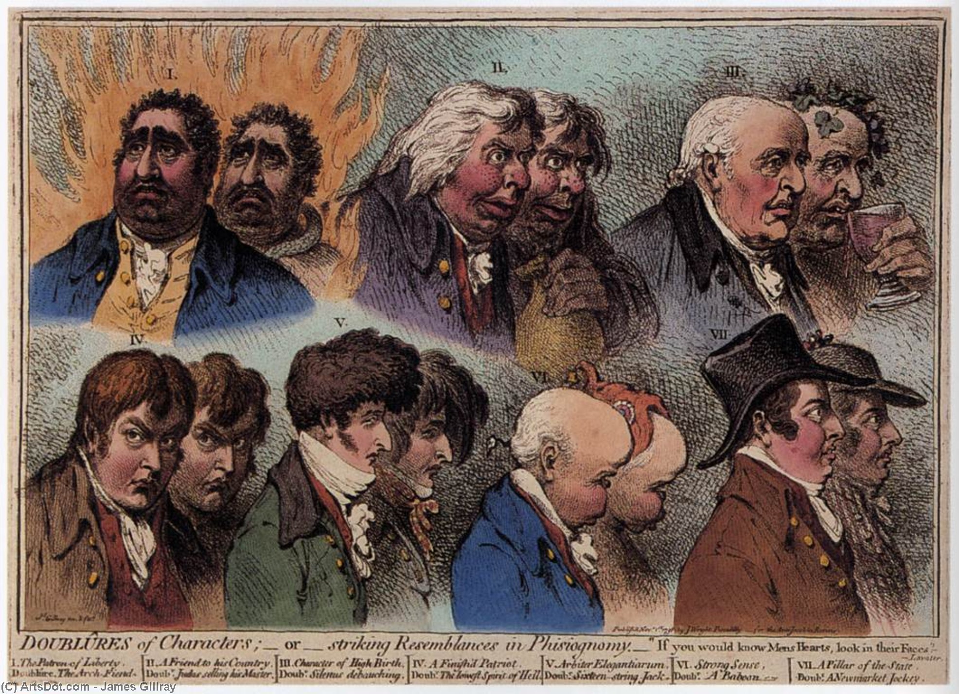 Wikioo.org - The Encyclopedia of Fine Arts - Painting, Artwork by James Gillray - Dublures of Characters