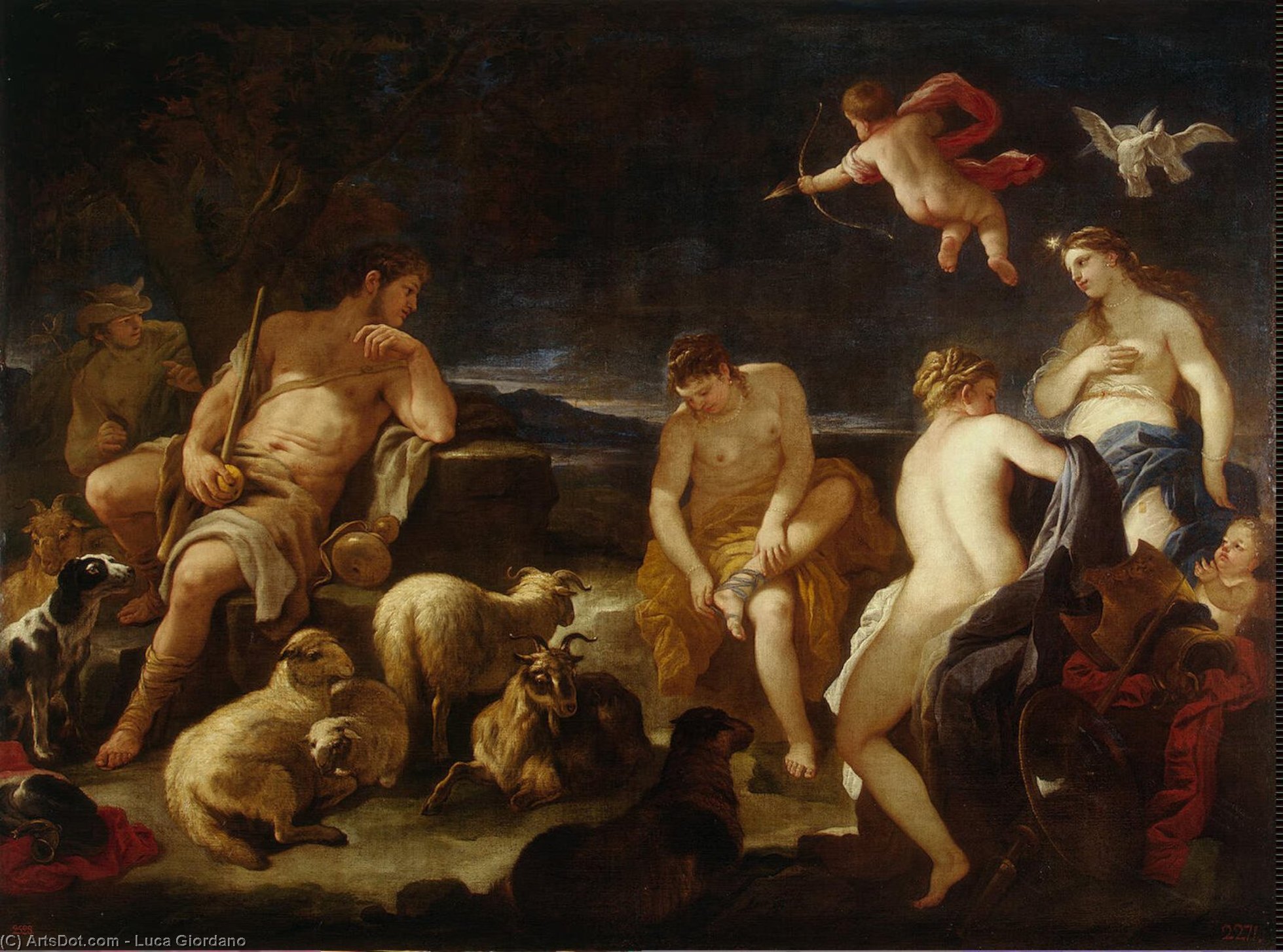 Wikioo.org - The Encyclopedia of Fine Arts - Painting, Artwork by Luca Giordano - Judgment of Paris
