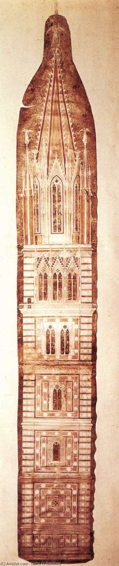 Wikioo.org - Encyklopedia Sztuk Pięknych - Malarstwo, Grafika Giotto Di Bondone - Design sketch for the Campanile