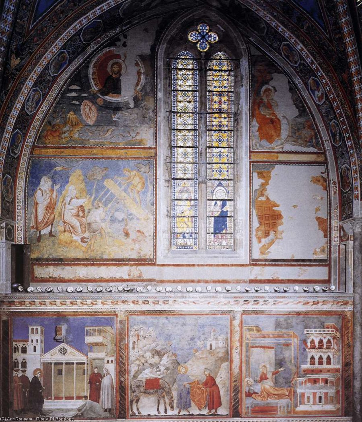 Wikioo.org - The Encyclopedia of Fine Arts - Painting, Artwork by Giotto Di Bondone - Frescoes in the fourth bay of the nave