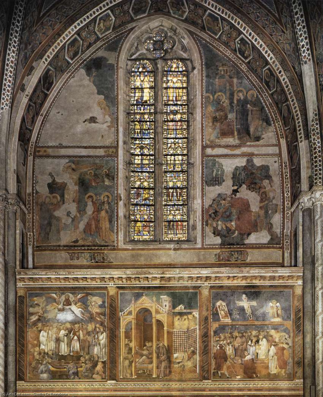 Wikioo.org - The Encyclopedia of Fine Arts - Painting, Artwork by Giotto Di Bondone - Frescoes in the second bay of the nave