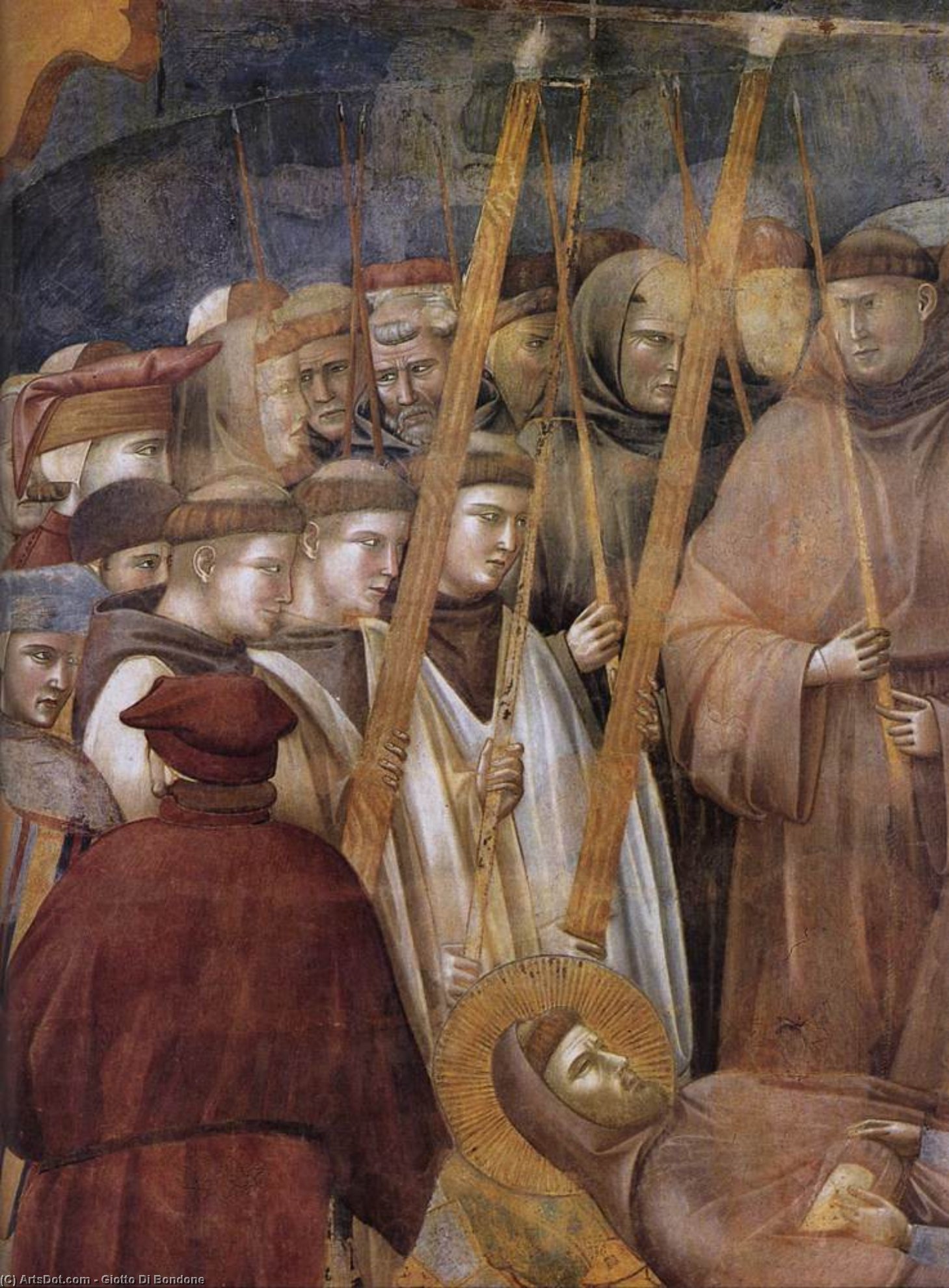 Wikioo.org - สารานุกรมวิจิตรศิลป์ - จิตรกรรม Giotto Di Bondone - Legend of St Francis: 22. Verification of the Stigmata (detail)