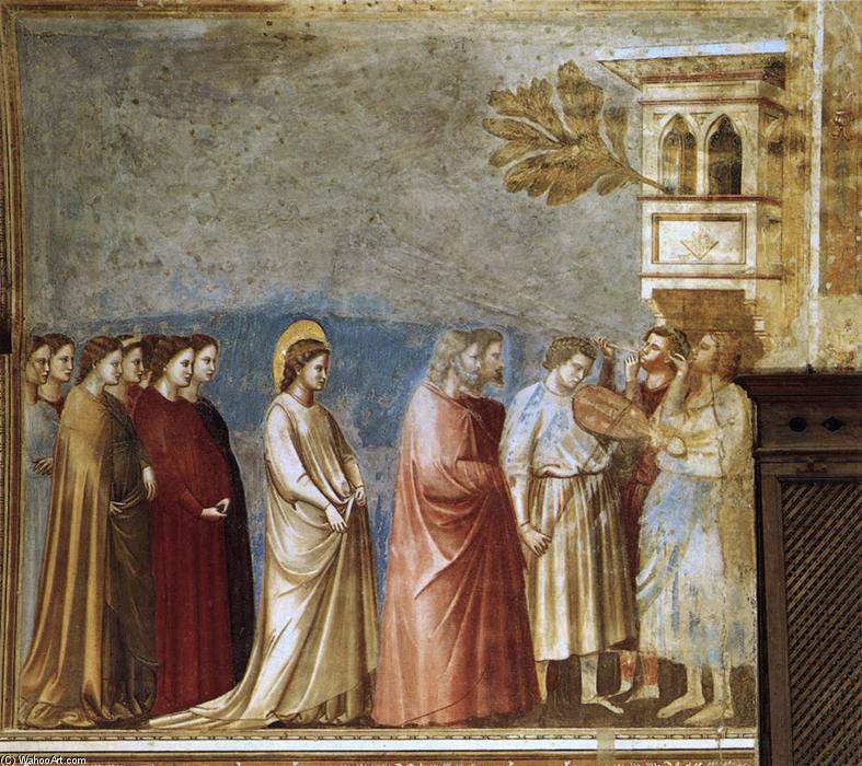 Wikioo.org – La Enciclopedia de las Bellas Artes - Pintura, Obras de arte de Giotto Di Bondone - Sinduda . 12 Escenas de la vida de virgen : 6 . procesión de la boda