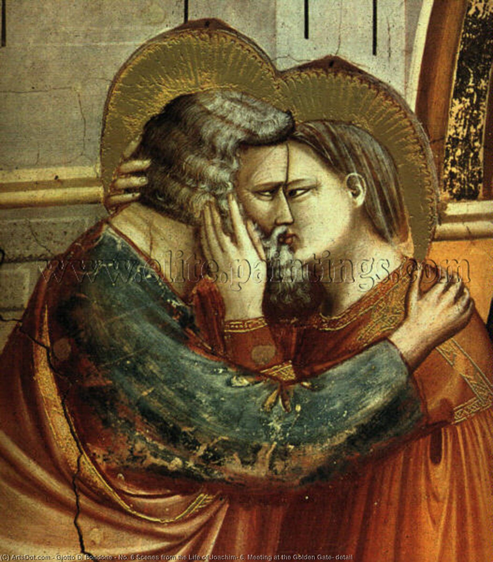 Wikioo.org – La Enciclopedia de las Bellas Artes - Pintura, Obras de arte de Giotto Di Bondone - Sinduda . 6 Escenas de la Vida de Joaquín : 6 . reunión en el dorado puerta , detalle