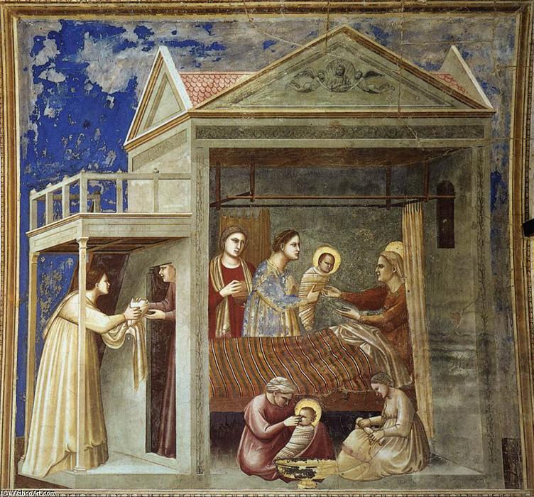 Wikioo.org - The Encyclopedia of Fine Arts - Painting, Artwork by Giotto Di Bondone - No. 7 Scenes from the Life of the Virgin: 1. The Birth of the Virgin