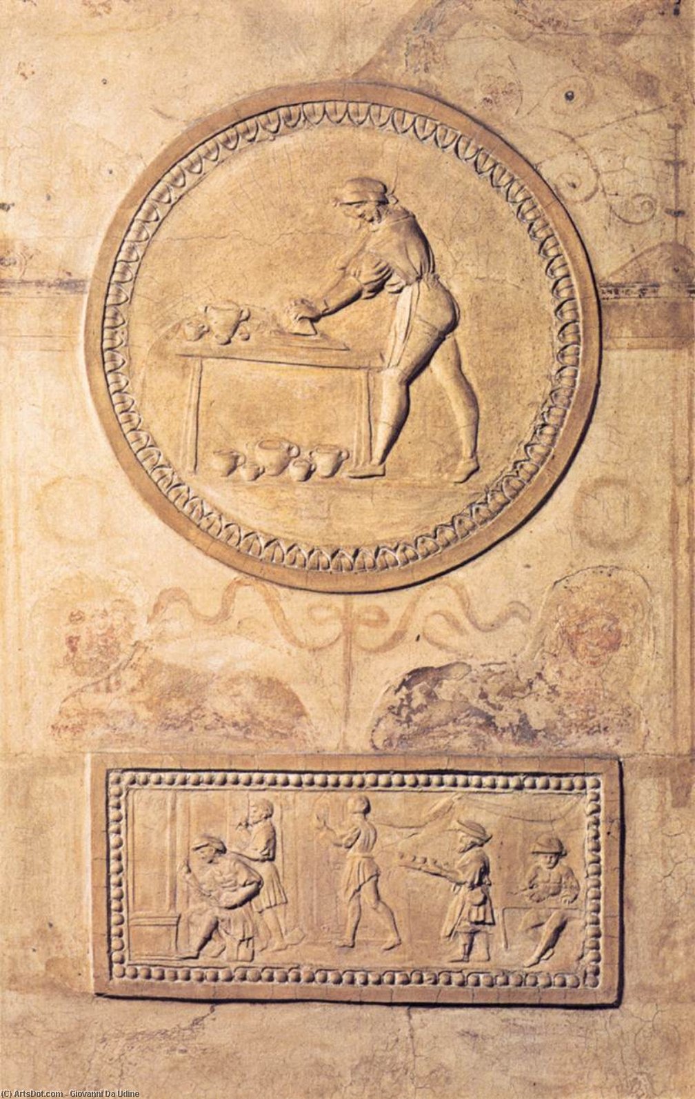 Wikioo.org - The Encyclopedia of Fine Arts - Painting, Artwork by Giovanni Da Udine - Stucco Reliefs in a Pilaster