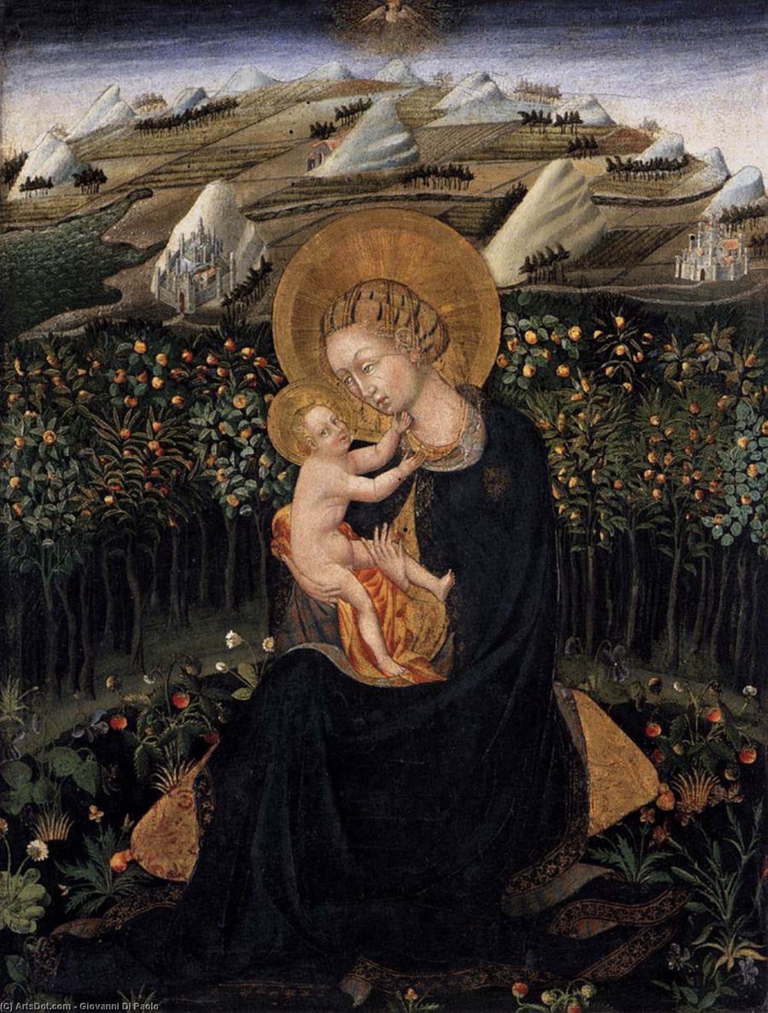 Wikioo.org – La Enciclopedia de las Bellas Artes - Pintura, Obras de arte de Giovanni Di Paolo - Madonna de la Humildad virgen  asícomo  niño