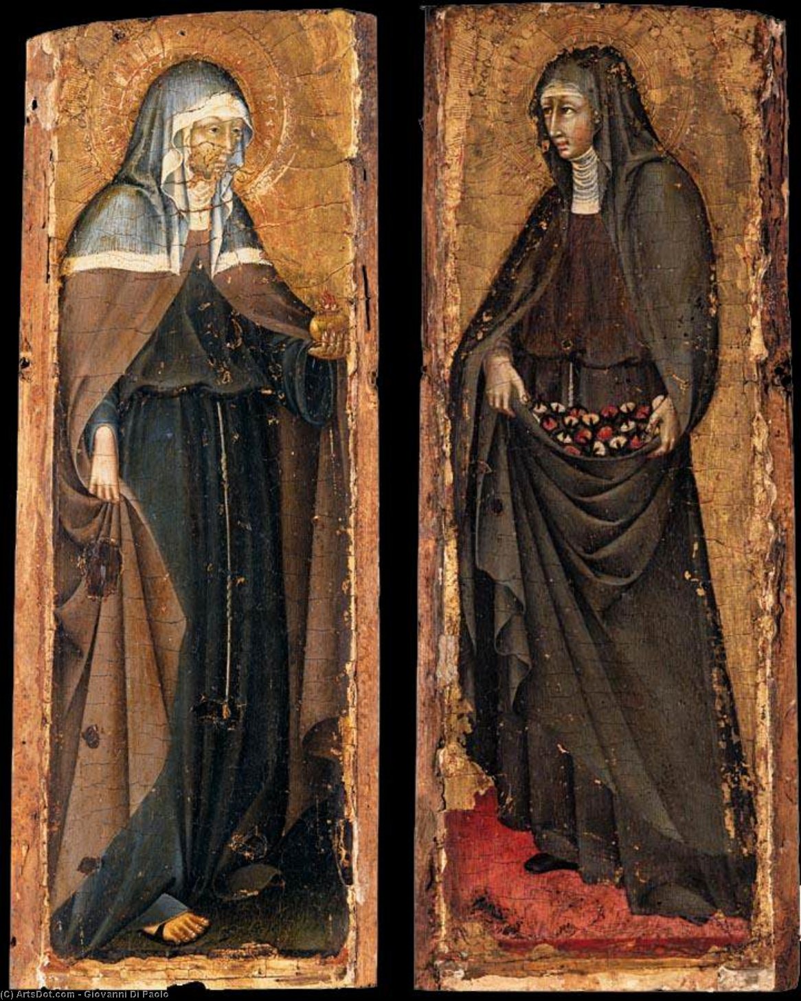 Wikioo.org - The Encyclopedia of Fine Arts - Painting, Artwork by Giovanni Di Paolo - Sts Clare and Elizabeth of Hungary