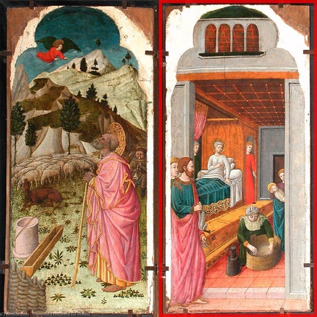 Wikioo.org - The Encyclopedia of Fine Arts - Painting, Artwork by Giovanni Francesco Da Rimini - The Angel Appearing to Joachim The Birth of the Virgin