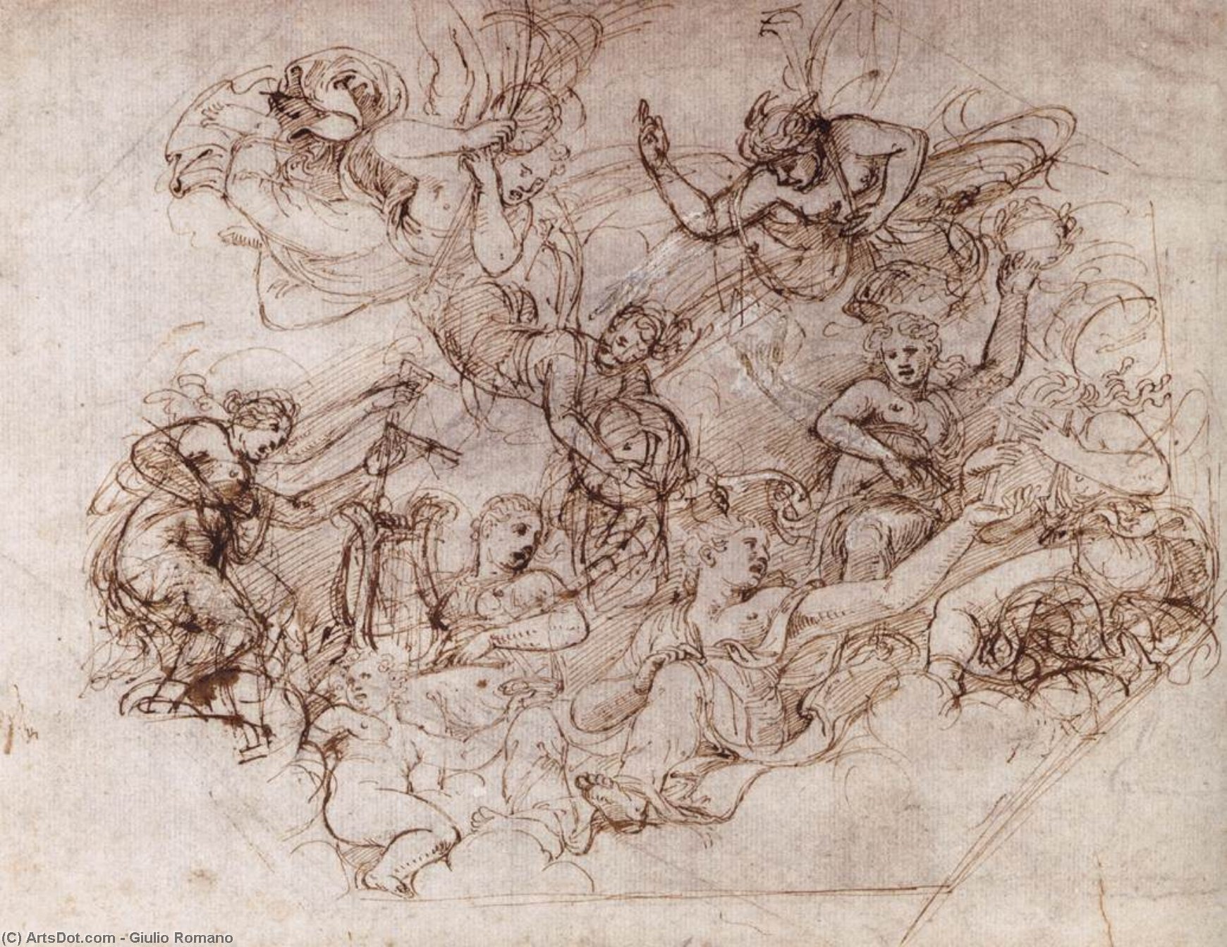 Wikioo.org – L'Enciclopedia delle Belle Arti - Pittura, Opere di Giulio Romano - allegoria delle virtù di federico ii gonzaga