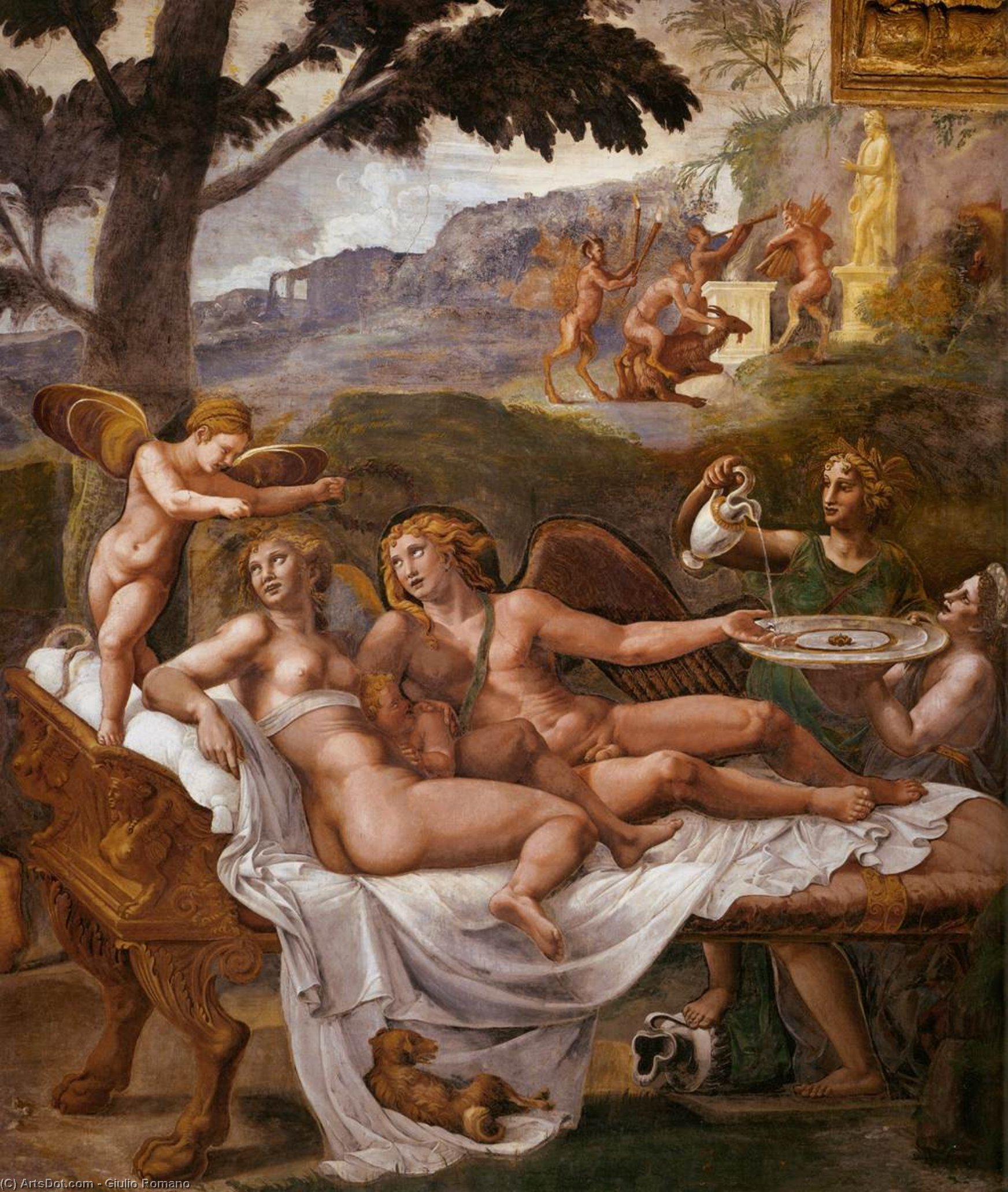 Wikioo.org – La Enciclopedia de las Bellas Artes - Pintura, Obras de arte de Giulio Romano - Cupido y Psique