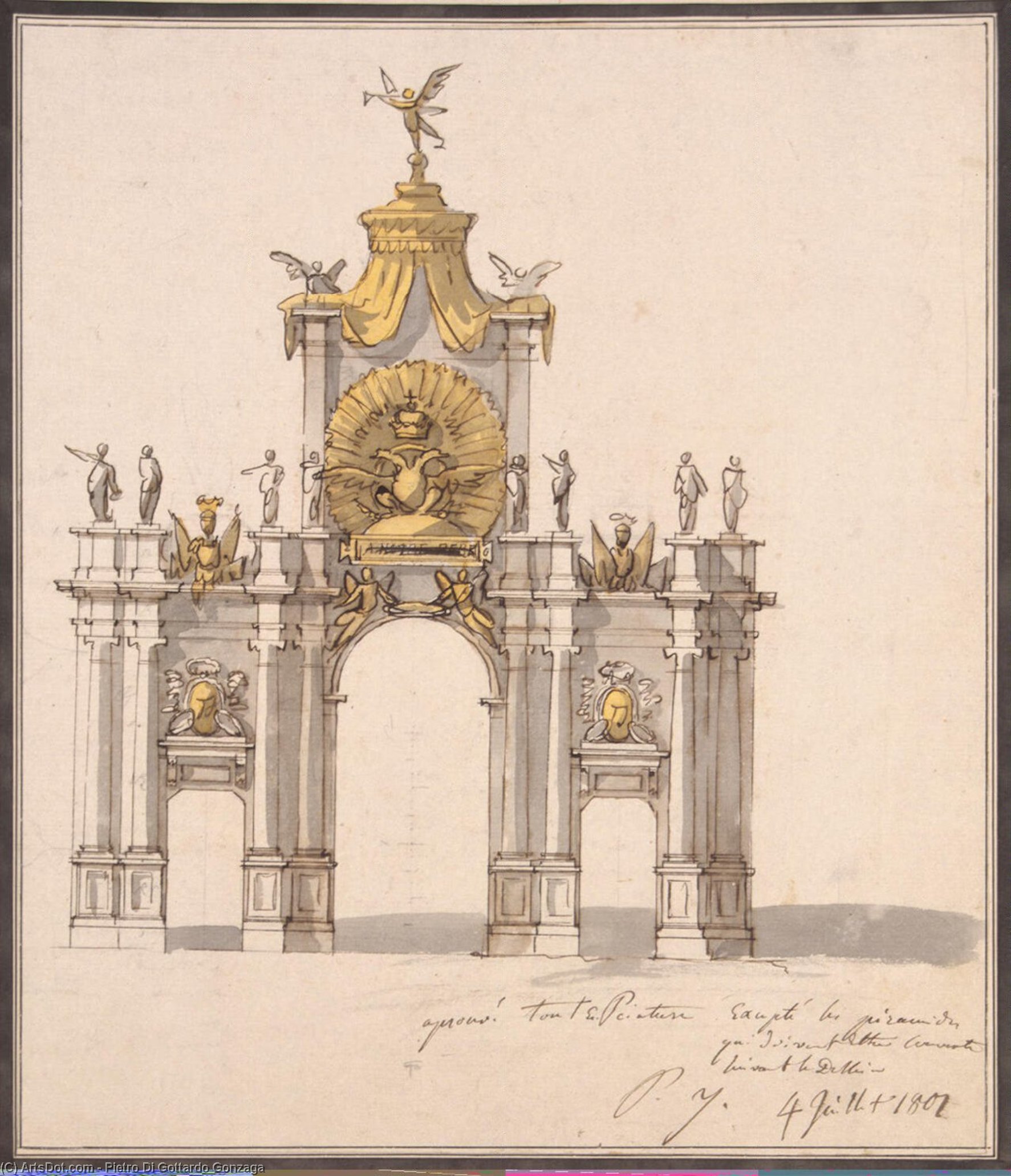 Wikioo.org - สารานุกรมวิจิตรศิลป์ - จิตรกรรม Pietro Di Gottardo Gonzaga - Design of the Decoration for the Triumphal Red Gate in Moscow