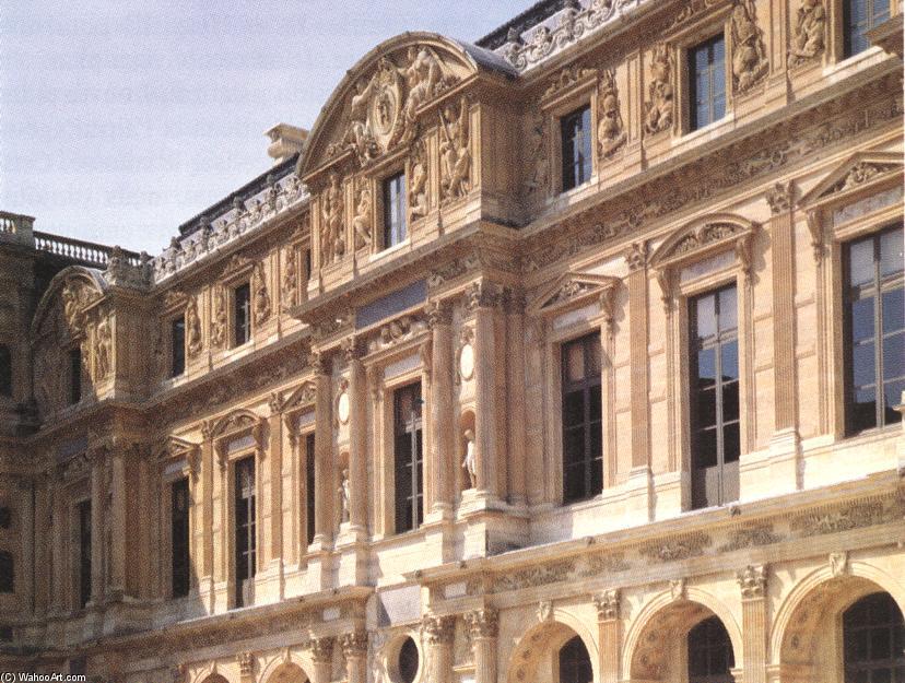 WikiOO.org – 美術百科全書 - 繪畫，作品 Jean Goujon - Carrée庭院的景色门面（翼Lescot）