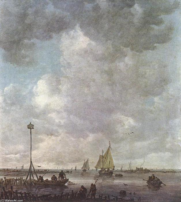 Wikioo.org - สารานุกรมวิจิตรศิลป์ - จิตรกรรม Jan Van Goyen - Marine Landscape with Fishermen