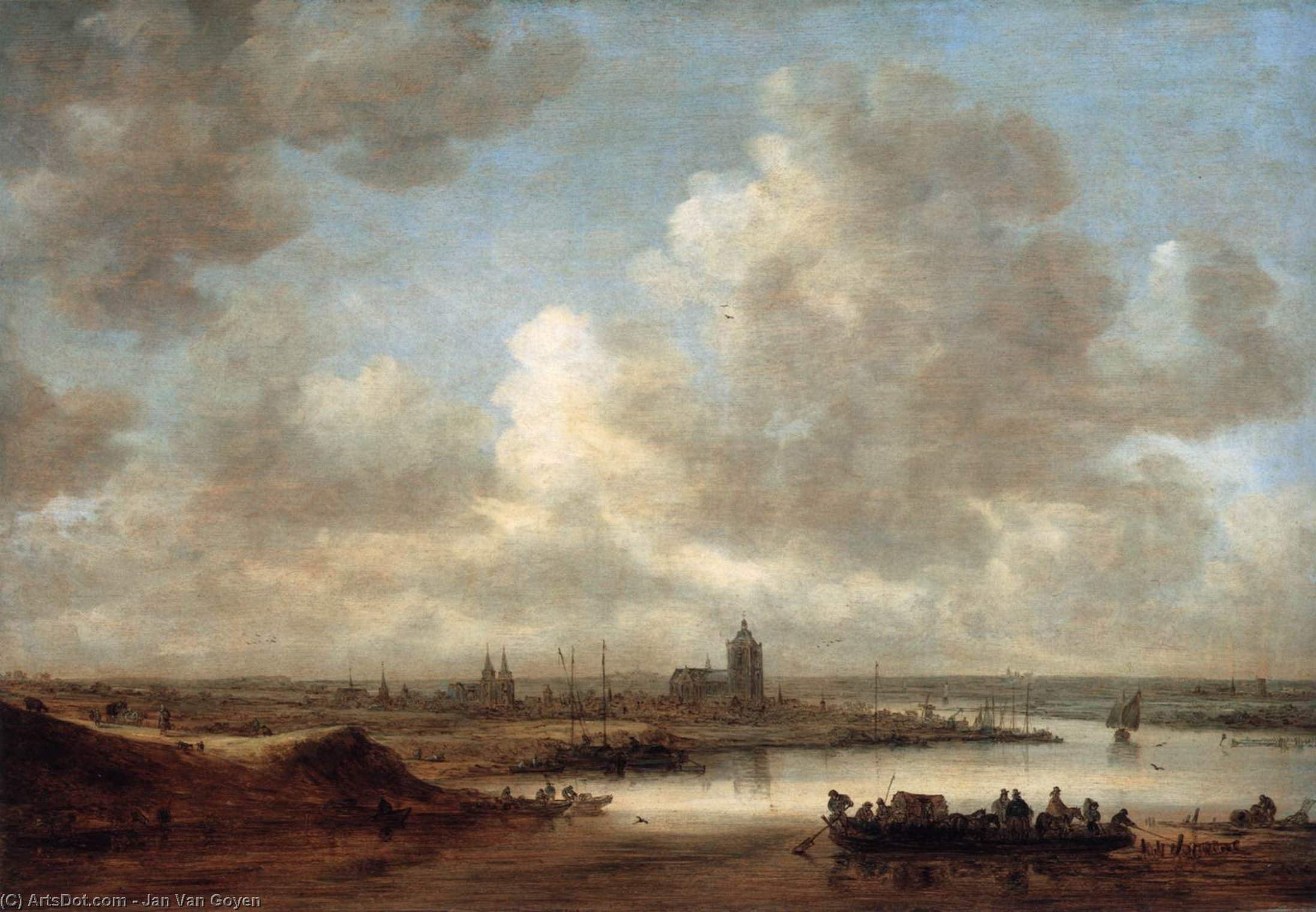 WikiOO.org - دایره المعارف هنرهای زیبا - نقاشی، آثار هنری Jan Van Goyen - The Rhine at Arnhem