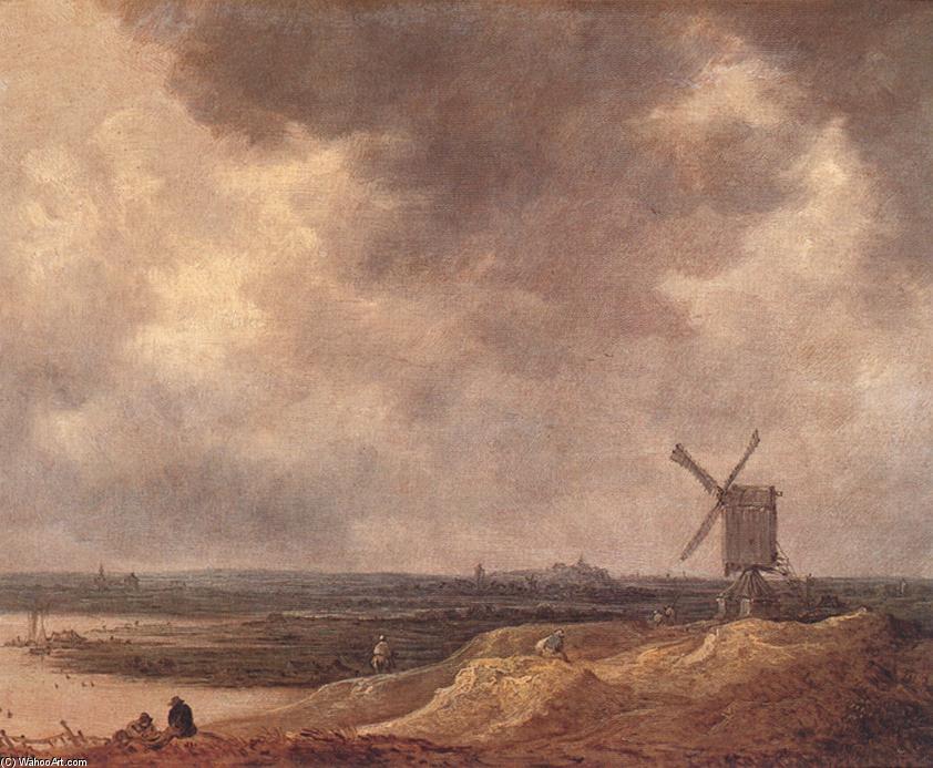 Wikioo.org – L'Encyclopédie des Beaux Arts - Peinture, Oeuvre de Jan Van Goyen - moulin à vent à une rivière