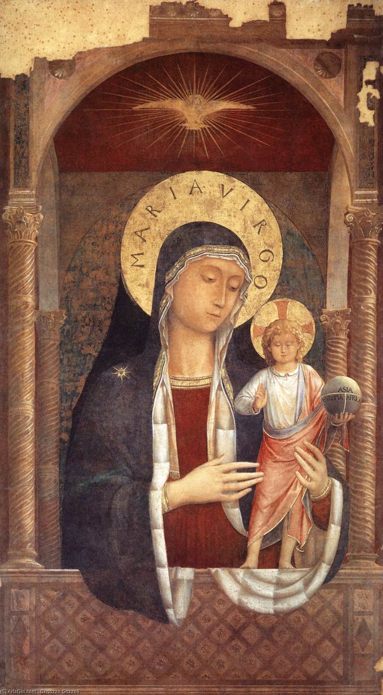 Wikioo.org – L'Enciclopedia delle Belle Arti - Pittura, Opere di Benozzo Gozzoli - Madonna col Bambino dare  benedizioni