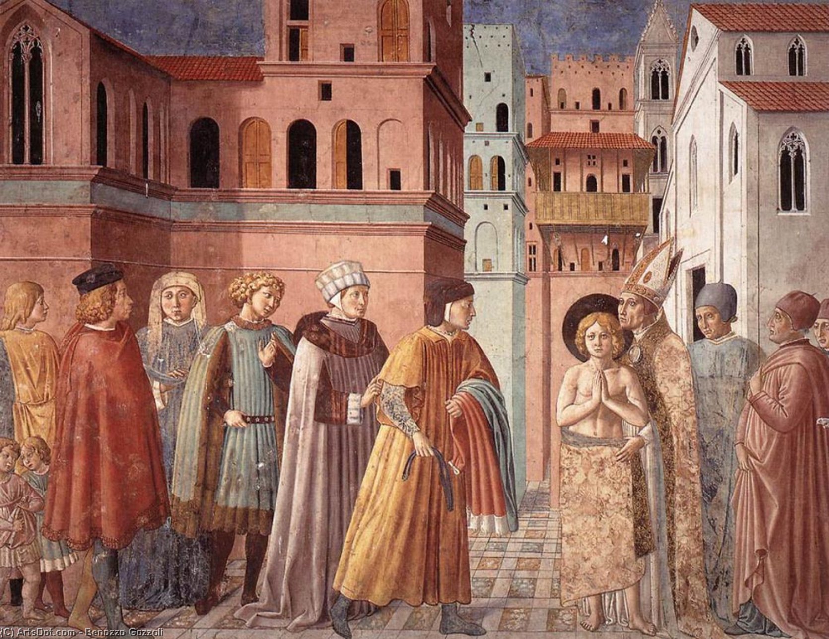 Wikioo.org - The Encyclopedia of Fine Arts - Painting, Artwork by Benozzo Gozzoli - Scenes from the Life of St Francis (Scene 3, south wall)
