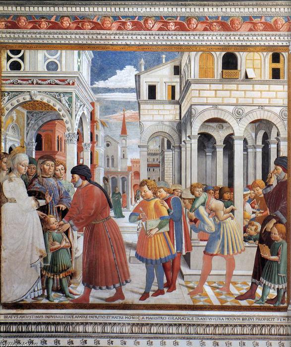 Wikioo.org - The Encyclopedia of Fine Arts - Painting, Artwork by Benozzo Gozzoli - The School of Tagaste (scene 1, north wall)
