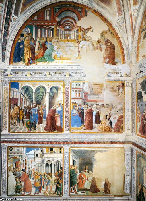 Wikioo.org - Die Enzyklopädie bildender Kunst - Malerei, Kunstwerk von Benozzo Gozzoli - Ansicht of der left-hand wall of die kapelle