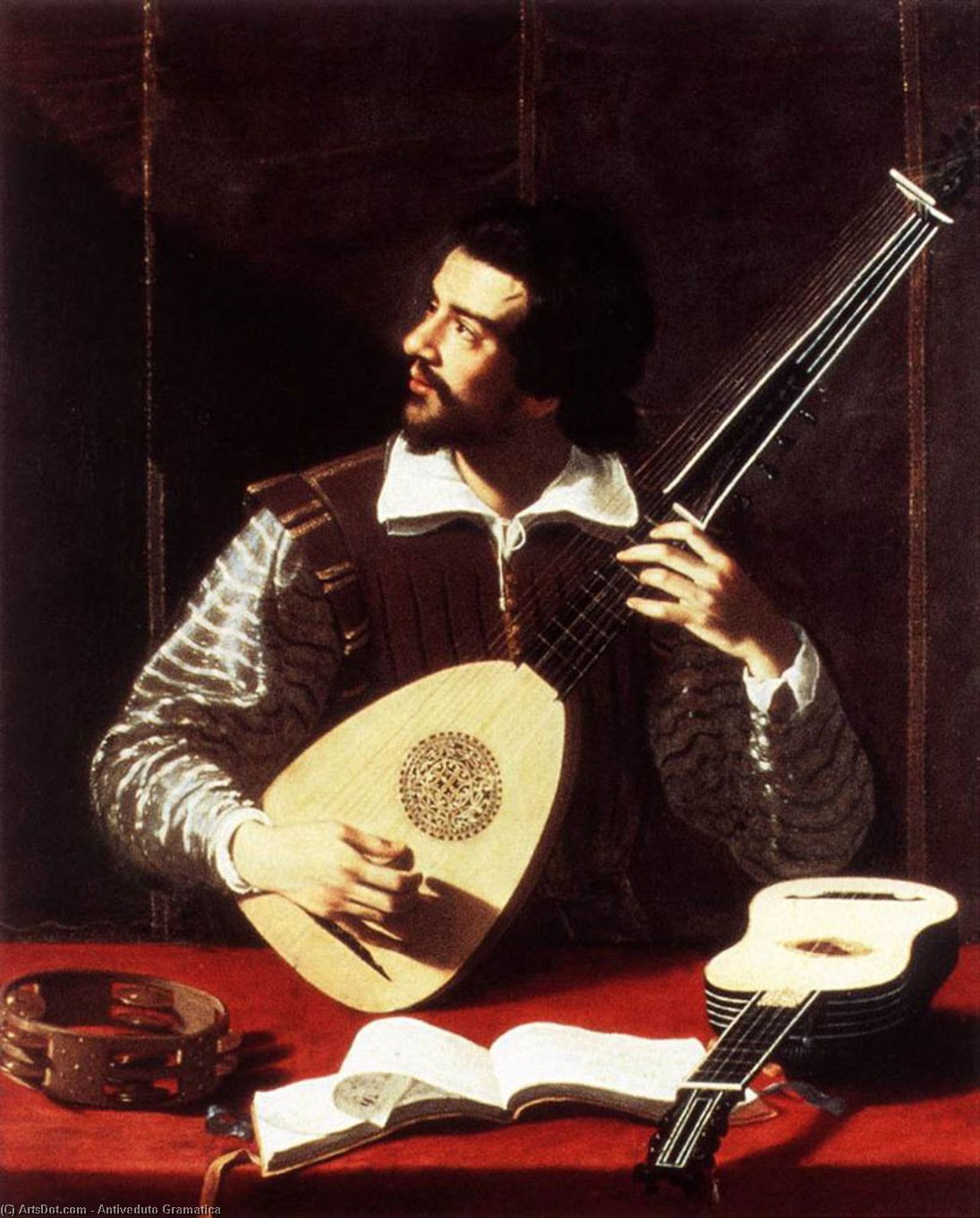 Wikioo.org - The Encyclopedia of Fine Arts - Painting, Artwork by Antiveduto Gramatica - The Theorbo Player
