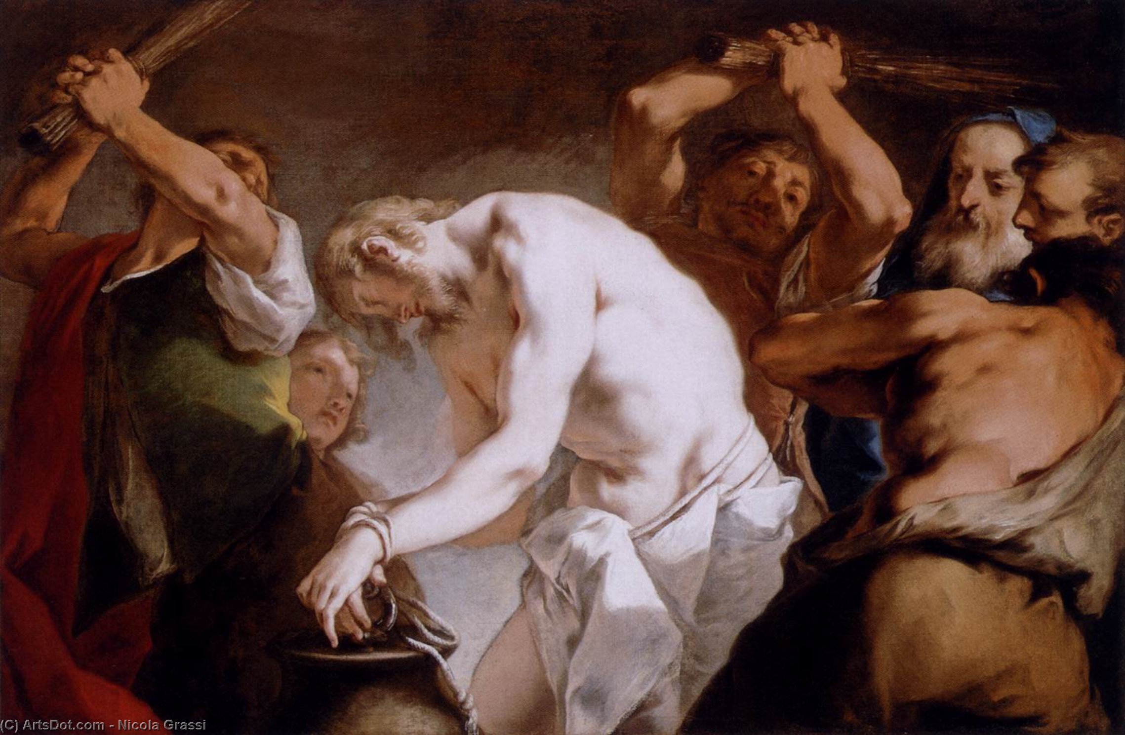 WikiOO.org - אנציקלופדיה לאמנויות יפות - ציור, יצירות אמנות Nicola Grassi - The Flagellation of Christ