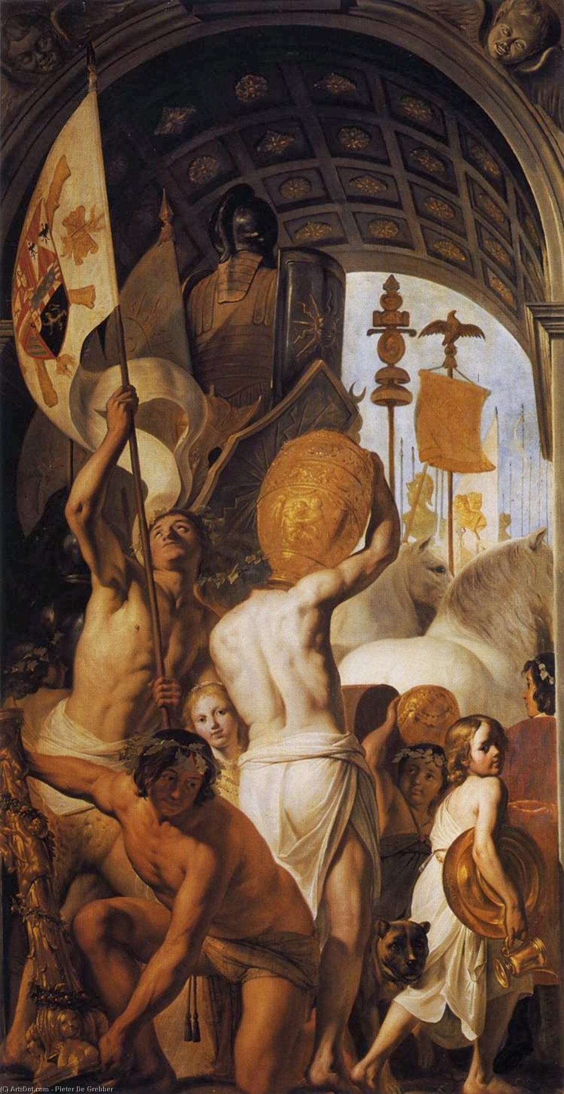 WikiOO.org - Enciklopedija dailės - Tapyba, meno kuriniai Pieter De Grebber - Triumphal Arch with Bearers of the Spoils of War