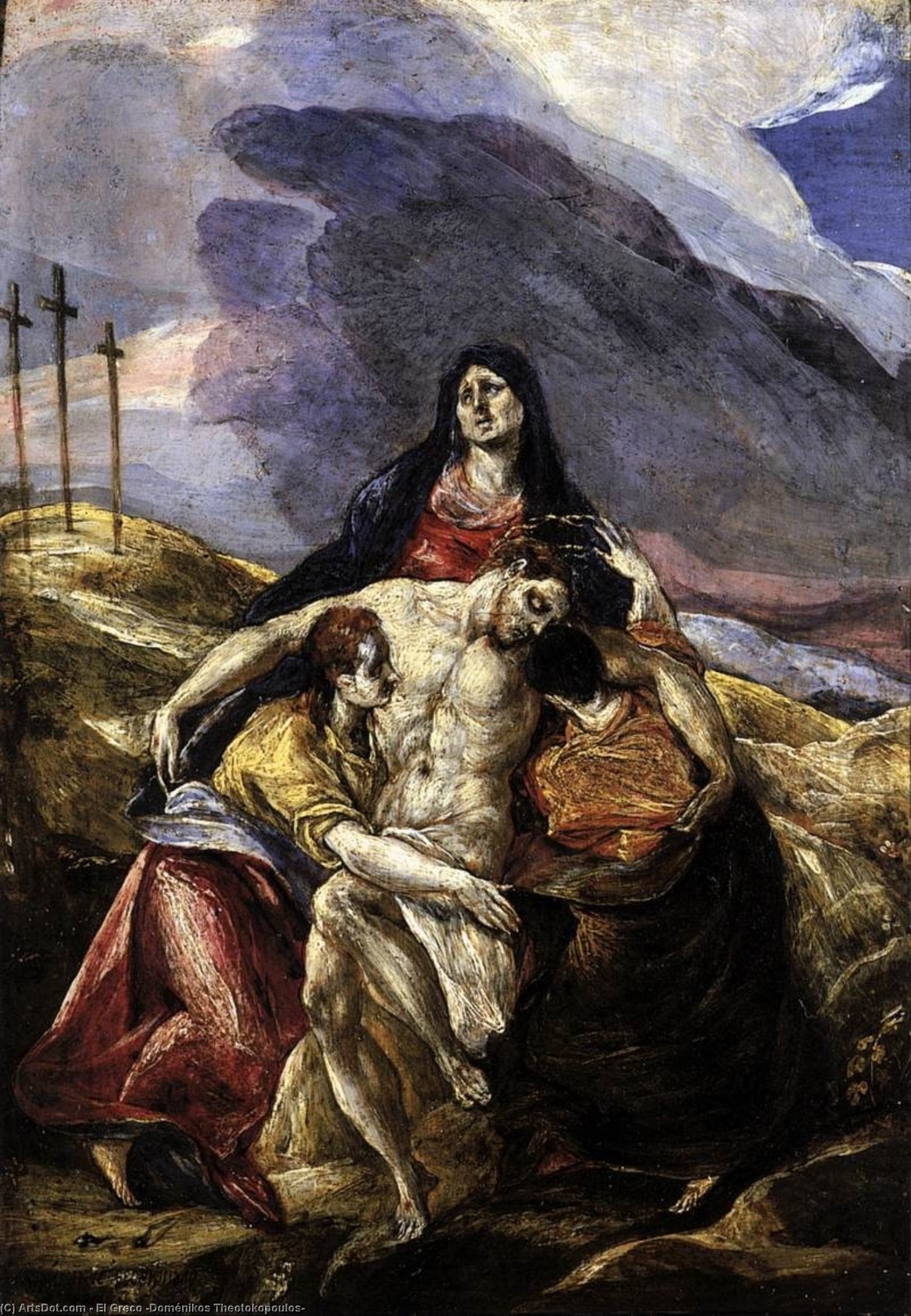 Wikioo.org – La Enciclopedia de las Bellas Artes - Pintura, Obras de arte de El Greco (Doménikos Theotokopoulos) - Piedad el  lamento  todaclasede  Cristo