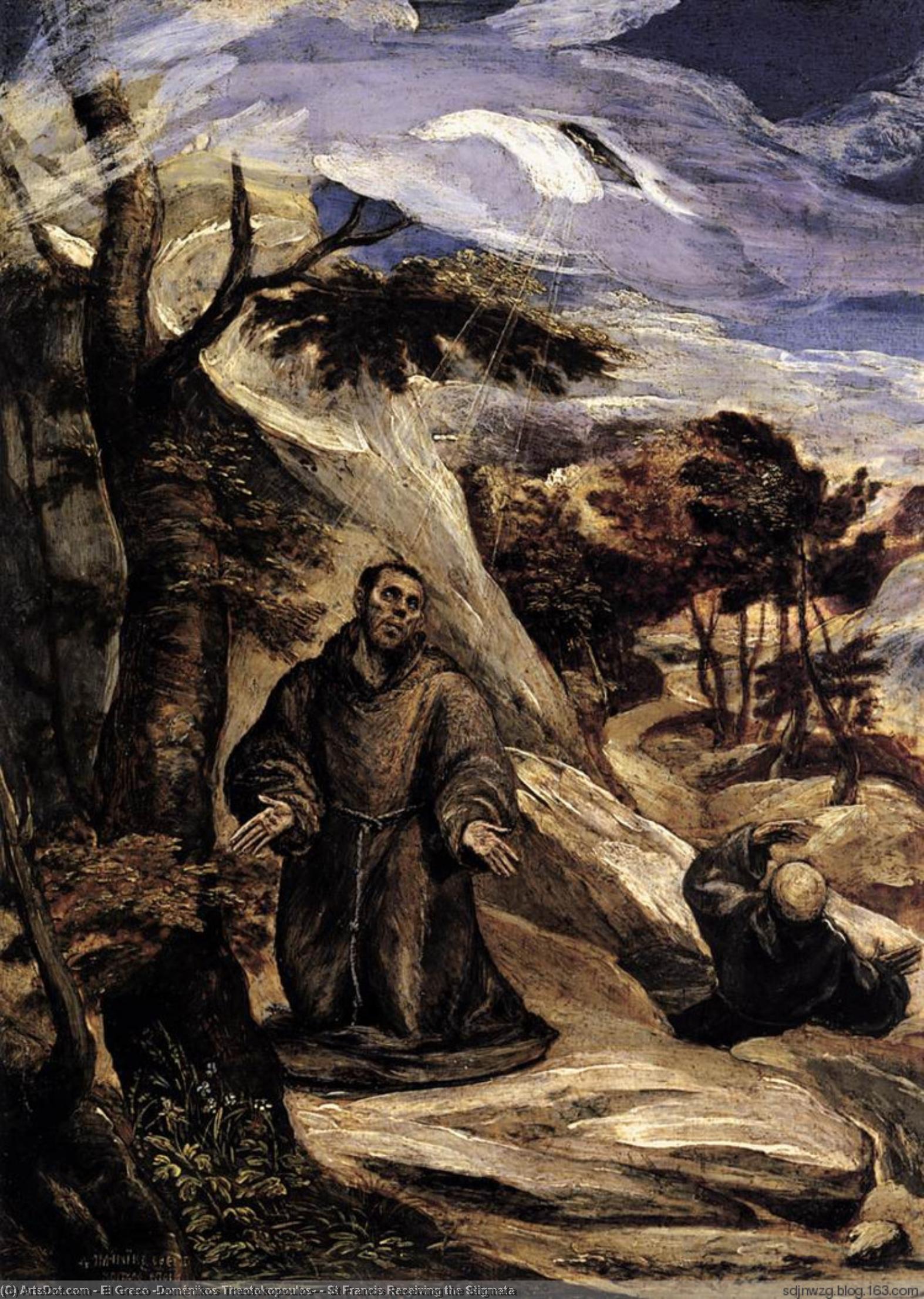 WikiOO.org - دایره المعارف هنرهای زیبا - نقاشی، آثار هنری El Greco (Doménikos Theotokopoulos) - St Francis Receiving the Stigmata