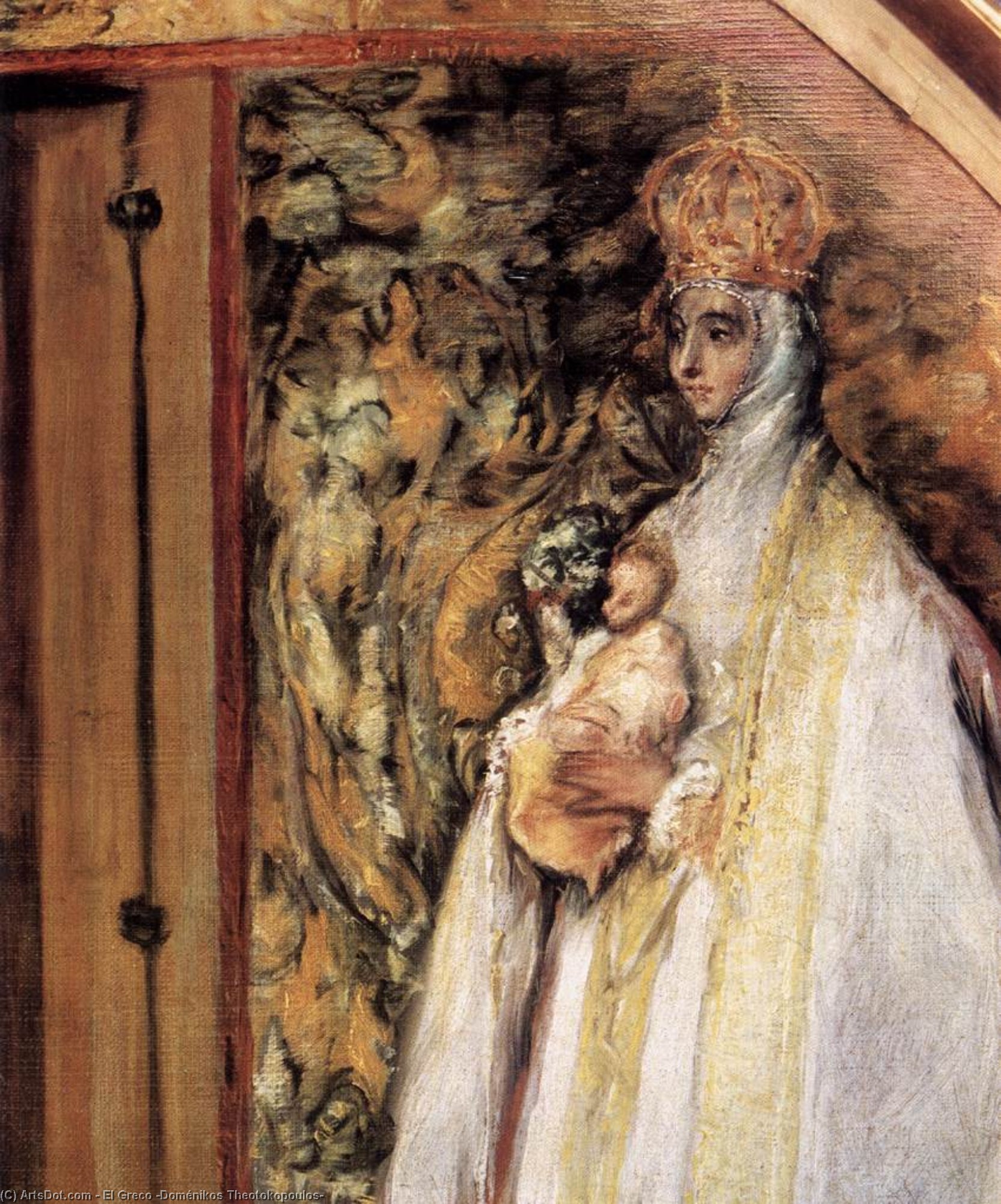 WikiOO.org - Güzel Sanatlar Ansiklopedisi - Resim, Resimler El Greco (Doménikos Theotokopoulos) - St Ildefonso (detail)